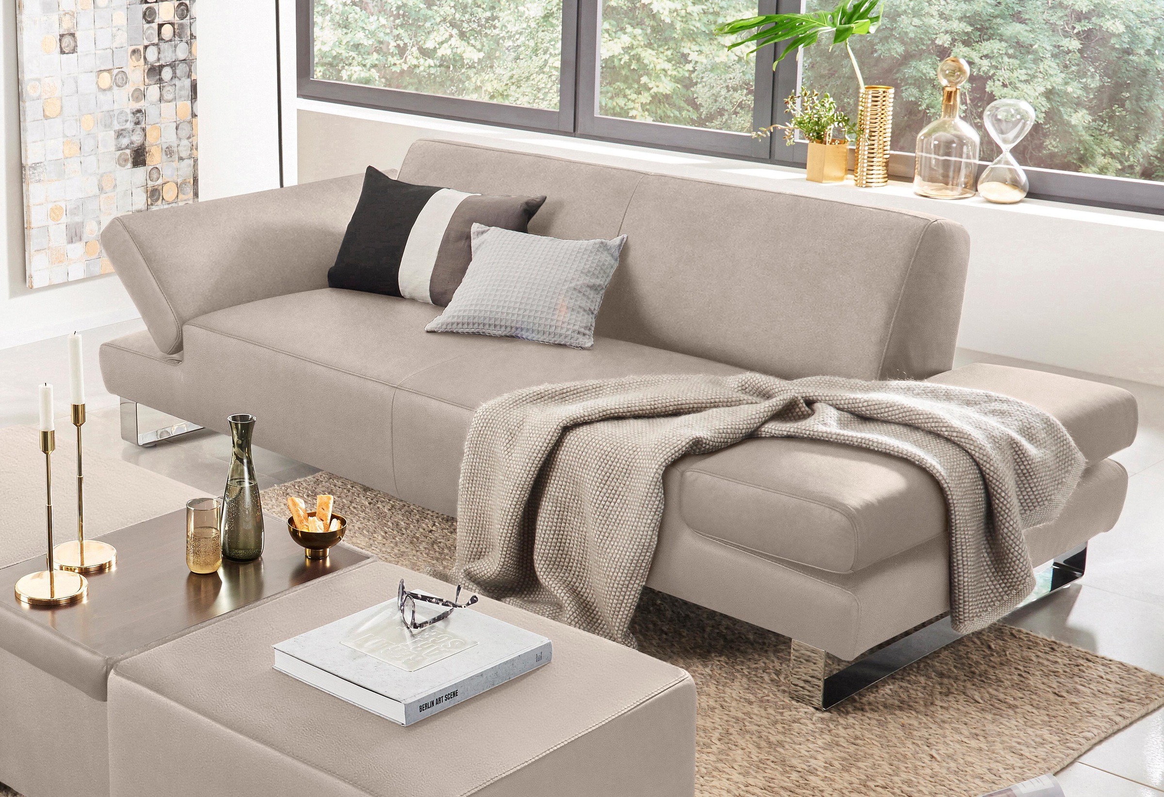 W.SCHILLIG 3-Sitzer »taboo Designsofa mit hohem Sitzkomfort« mit Übertiefe, inklusive Armlehnenverstellung