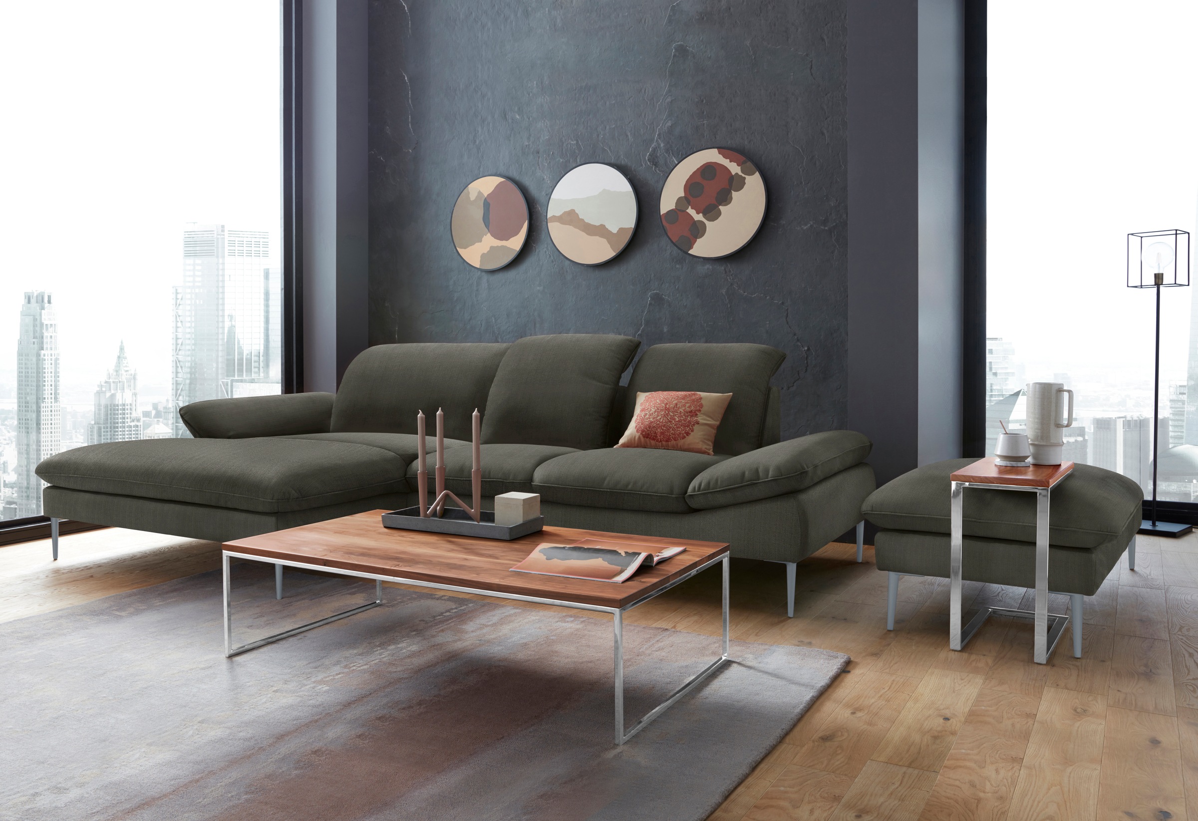 W.SCHILLIG Hocker »enjoy&MORE«, Füße silber matt, Breite 106 cm