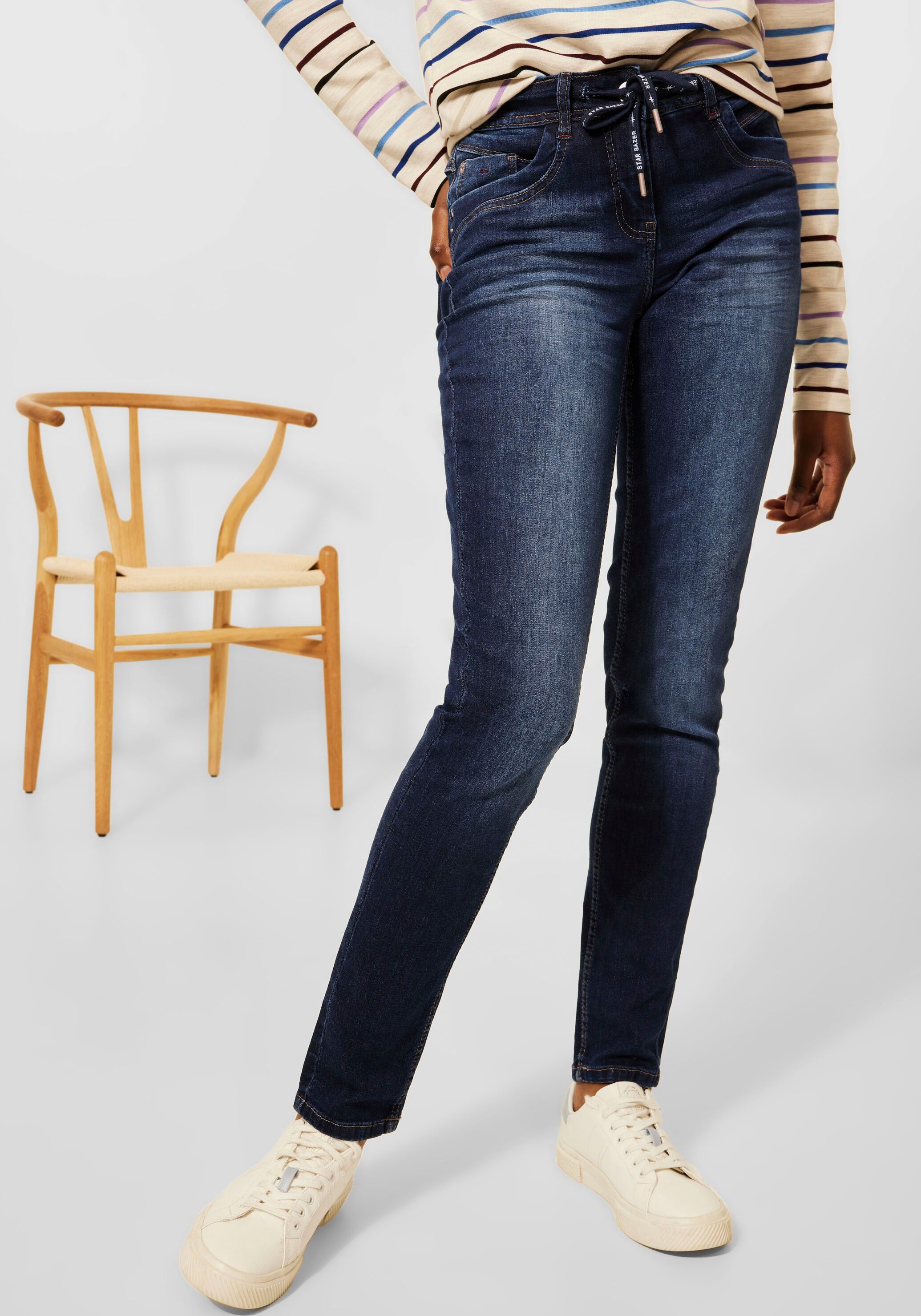 Cecil Loose-fit-Jeans, Kordelzug mit Wording