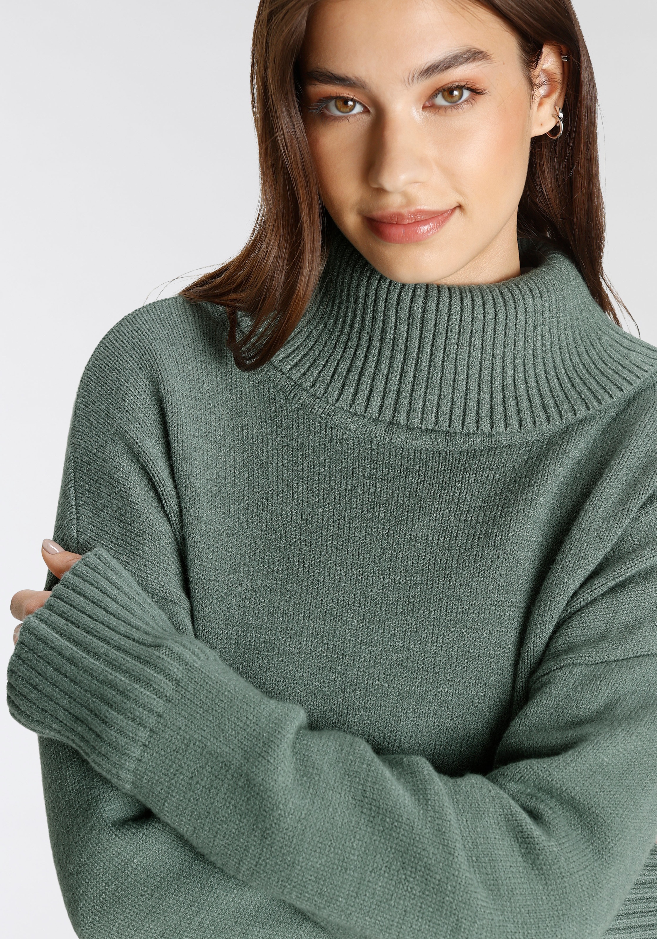 Tamaris Rollkragenpullover, mit Rippdetails