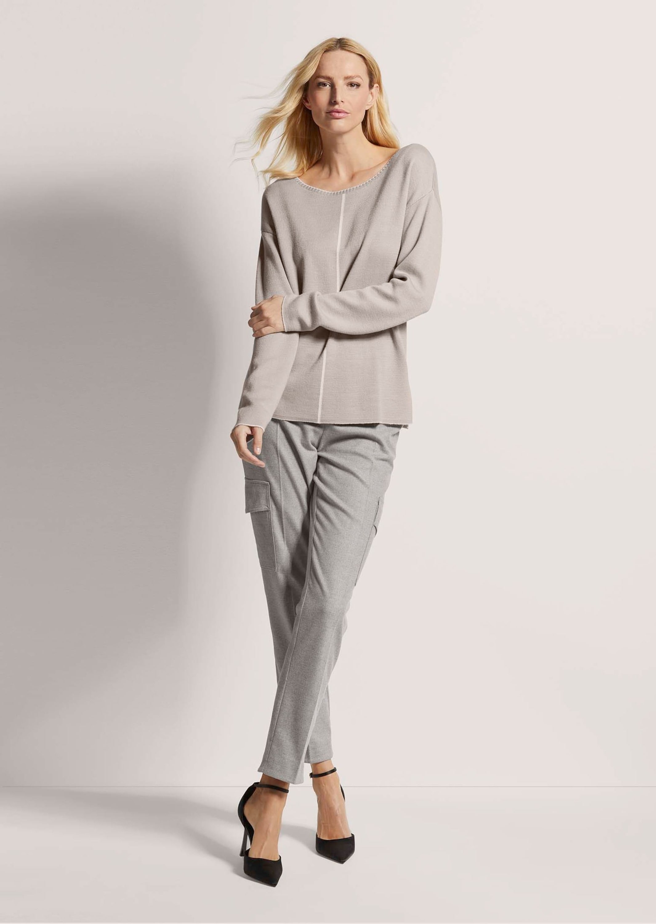 MADELEINE Longpullover »Strickpullover Baumwollpullover mit Rundhals«