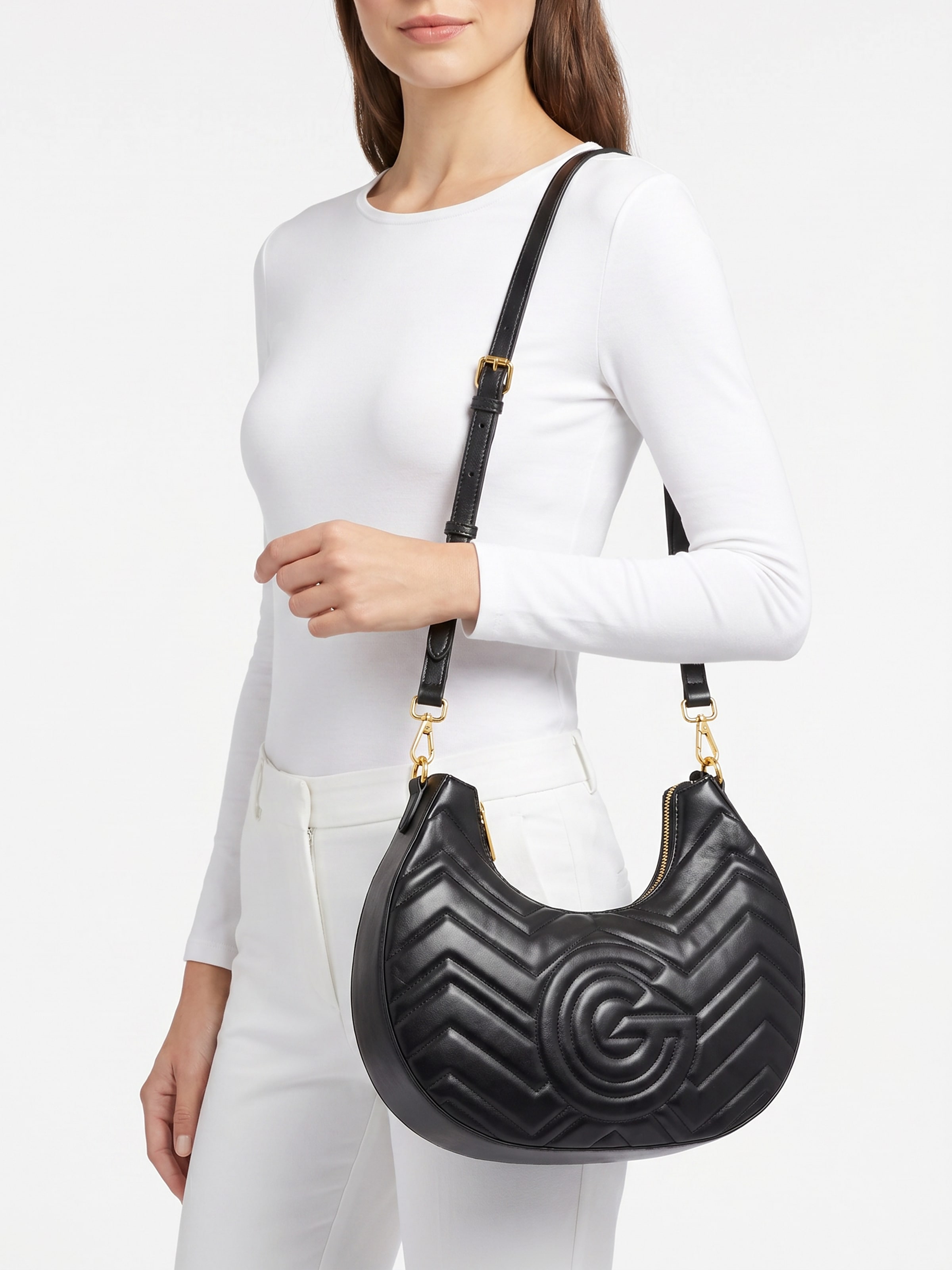 Gabriella GUCCI Hobo »JENNIFER« Damen Henkeltasche, Schultertasche, Umhängetasche mit vielen Details