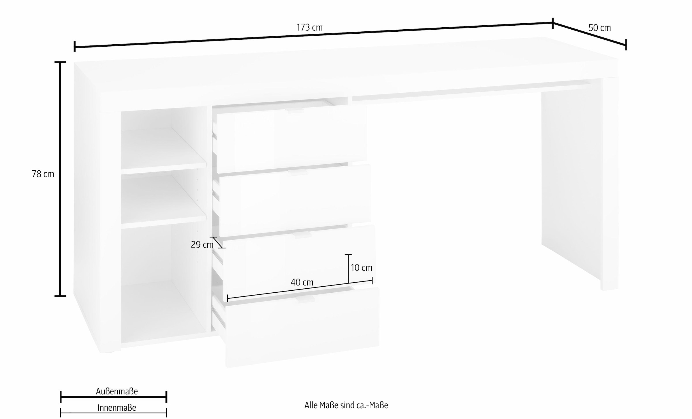 borchardt Möbel Schreibtisch »Dolly«, mit 3 Fächern und 4 Schubkästen