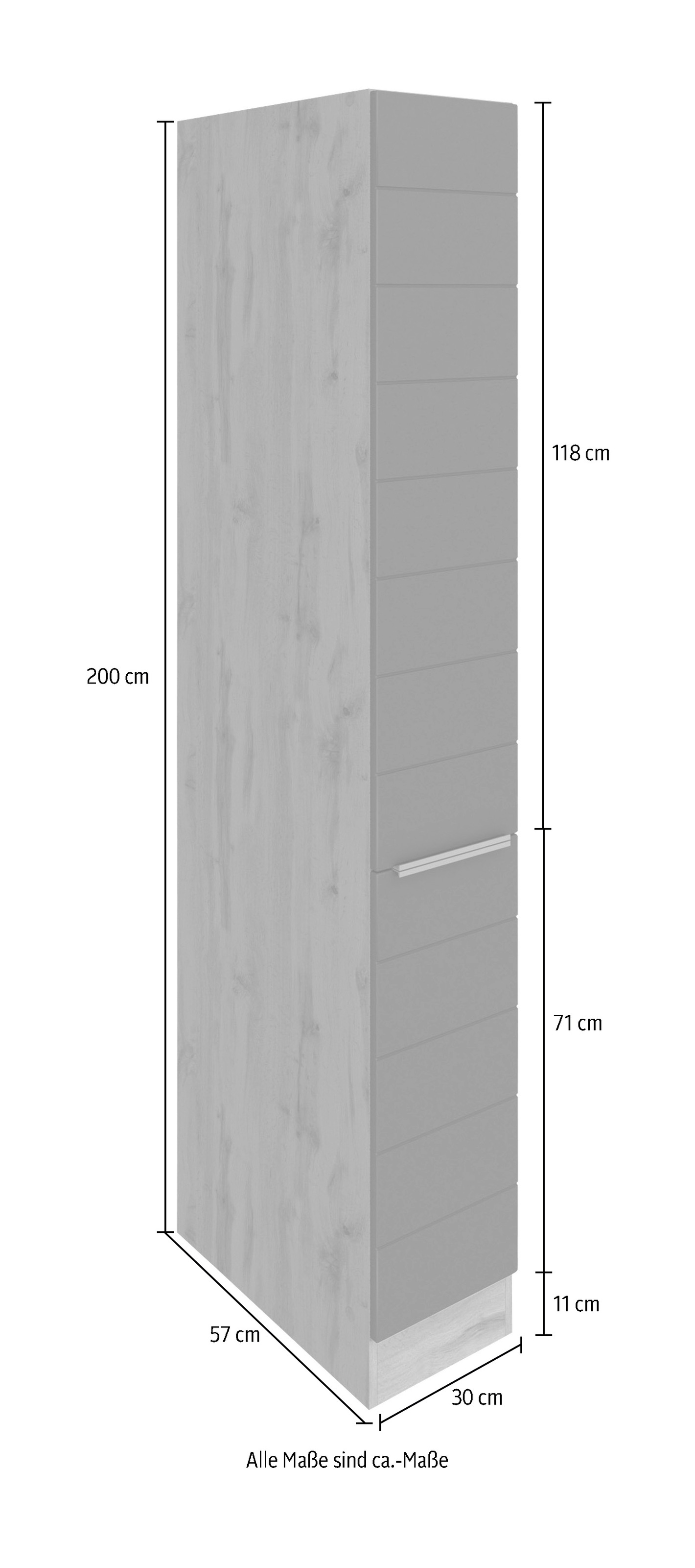 KOCHSTATION Apothekerschrank »KS-Luhe«, 30 cm breit, hochwertige MDF-Fronten mit waagerechter Lisene