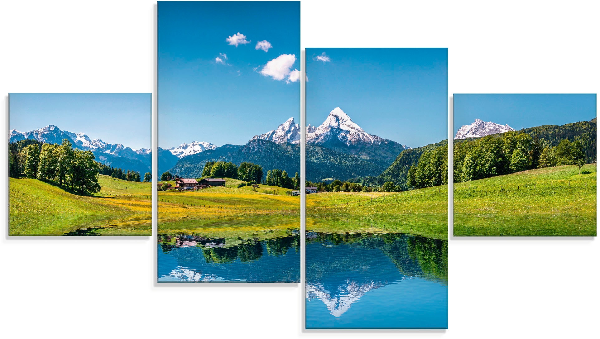 Artland Glasbild »Landschaft in den Alpen«, Berge, (4 St.), in verschiedenen  Größen kaufen online bei OTTO