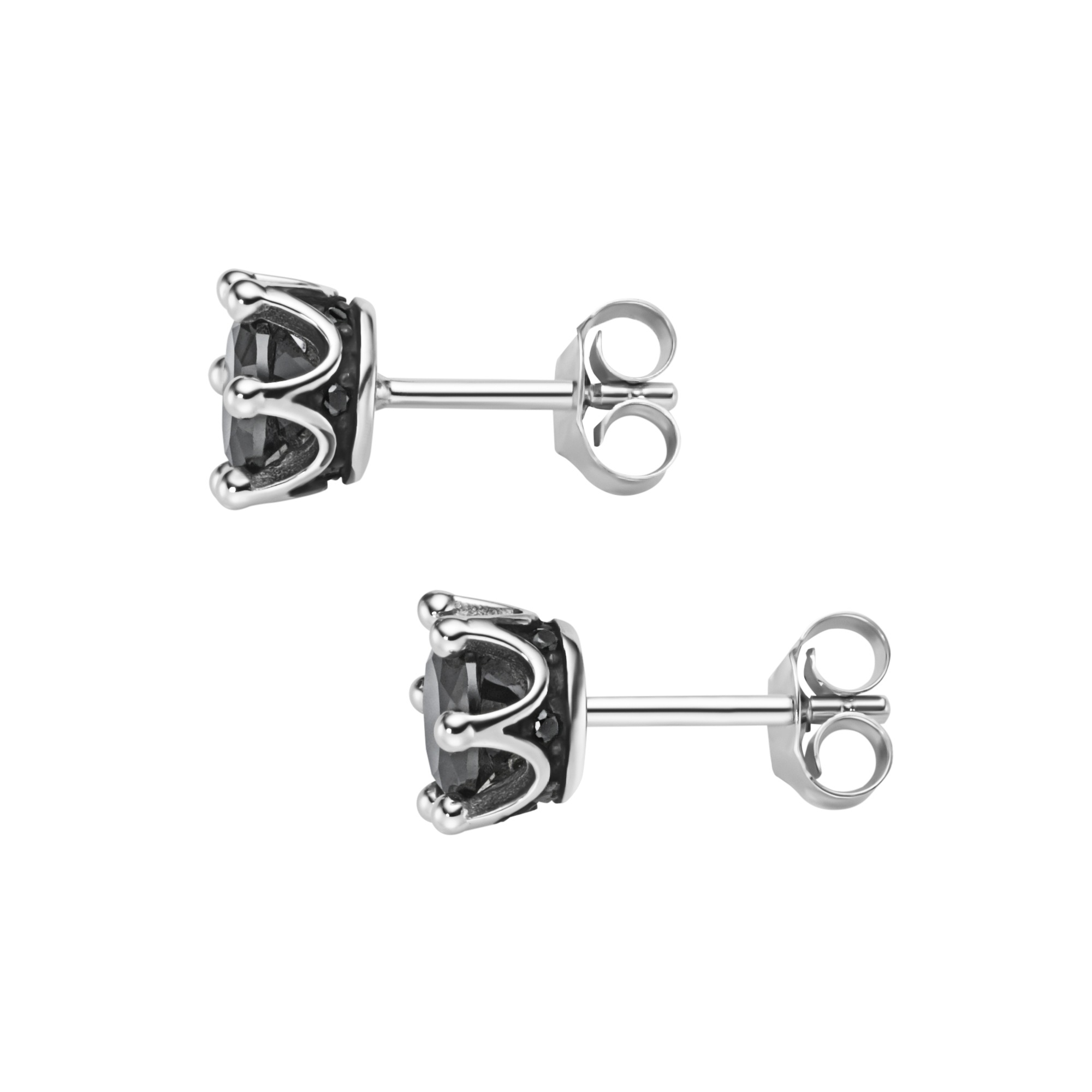 GIORGIO MARTELLO MILANO Paar Ohrstecker »Ohrstecker rund mit schwarzen Zirkonia und Spinellen, Silber 925«