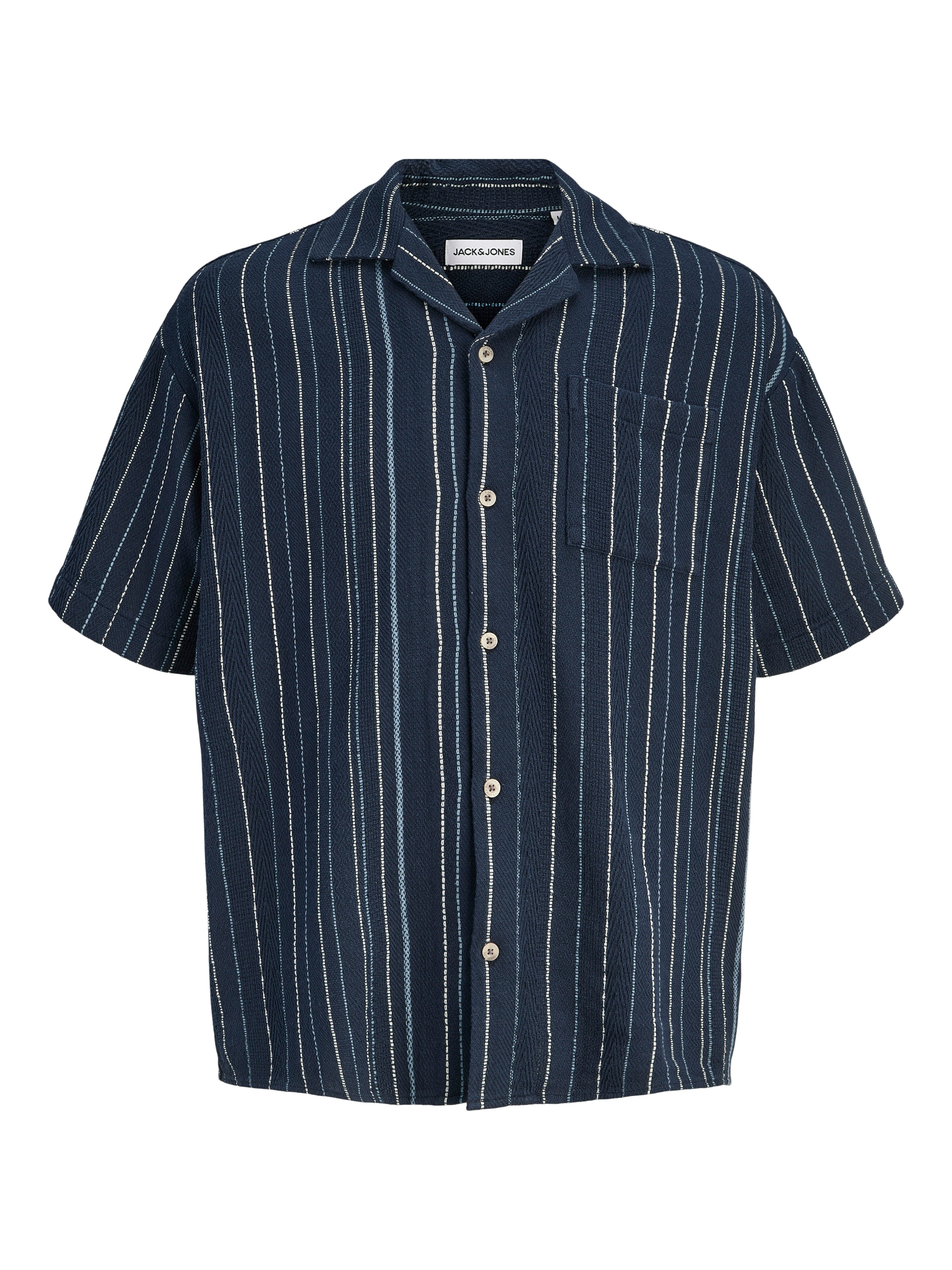 Jack & Jones Kurzarmhemd »JJEBRADLEY STRIPED RESORT SHIRT SS LN« Baumwolle, loose fit