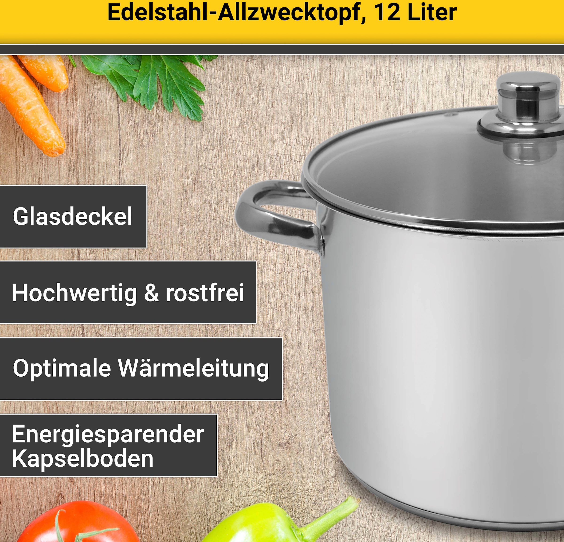 im Online Liter, Edelstahl, 12 OTTO kaufen Krüger Induktion Shop Kochtopf, Edelstahl,