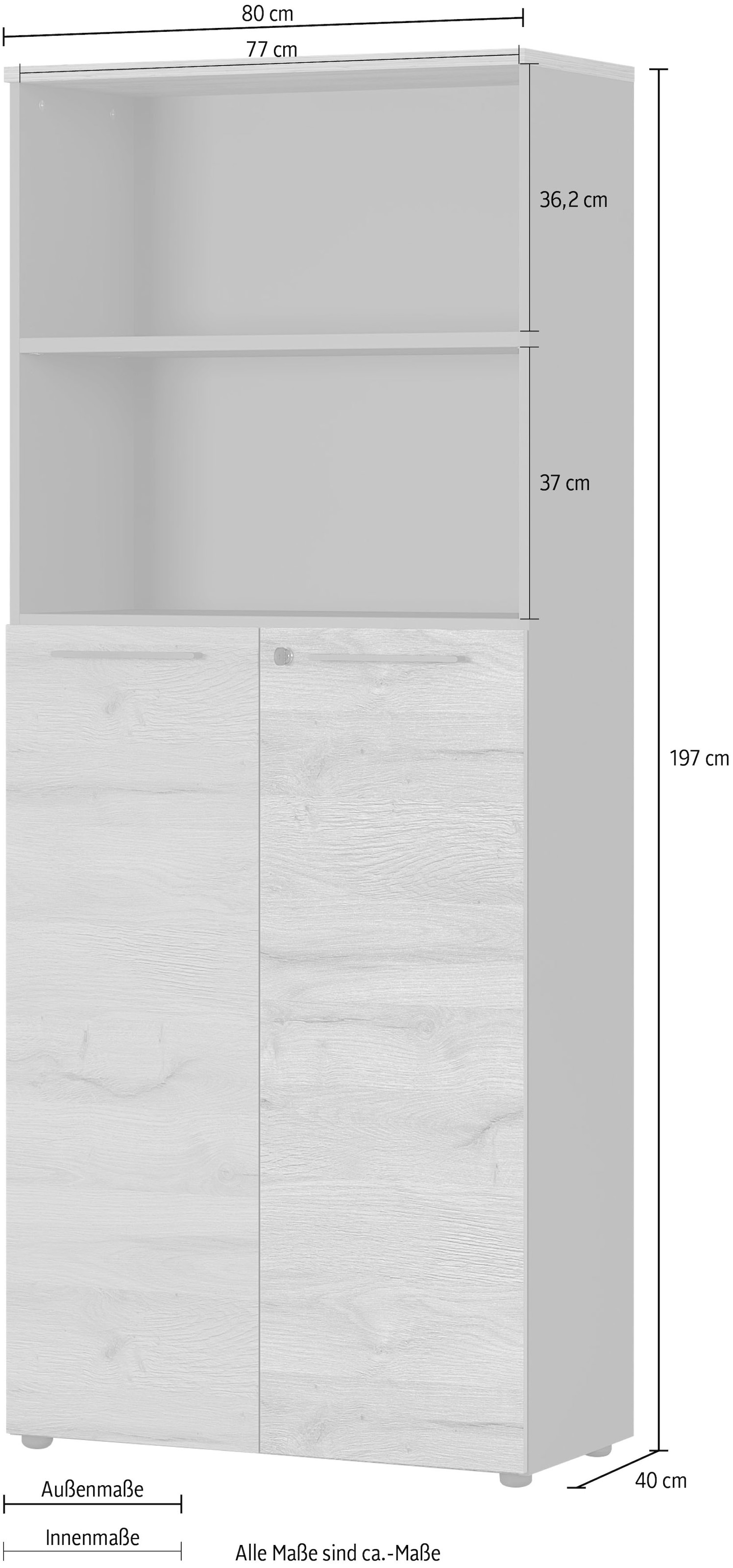 GERMANIA Aktenschrank »GW-Agenda, Mehrzweckschrank, abschließbar,«, optional mit 2 offenen Fächern, Maße 80x197 cm, Made in Germany