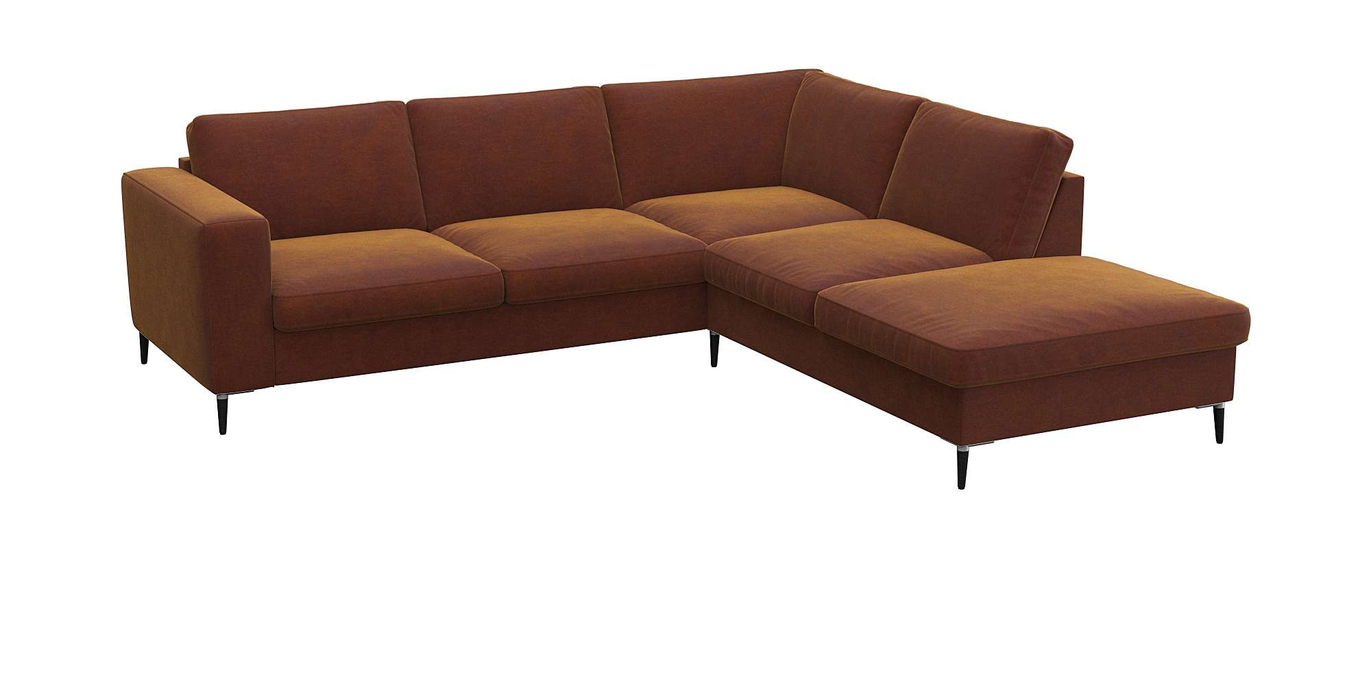 FLEXLUX Ecksofa »Fiore, bequem und komfortabel, zeitlos, L-Form«, breite Armlehnen, Füße Alu/schwarz, B/T 241/225 cm, Kaltschaum im Sitz