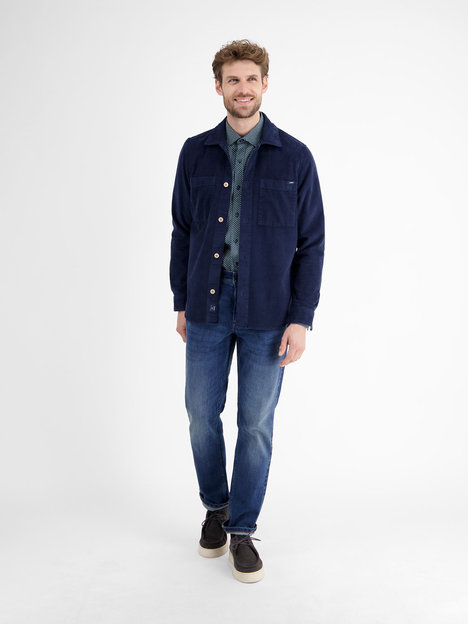 LERROS Langarmhemd »Herrenhemd mit Haifischkragen, dezent gemustert«