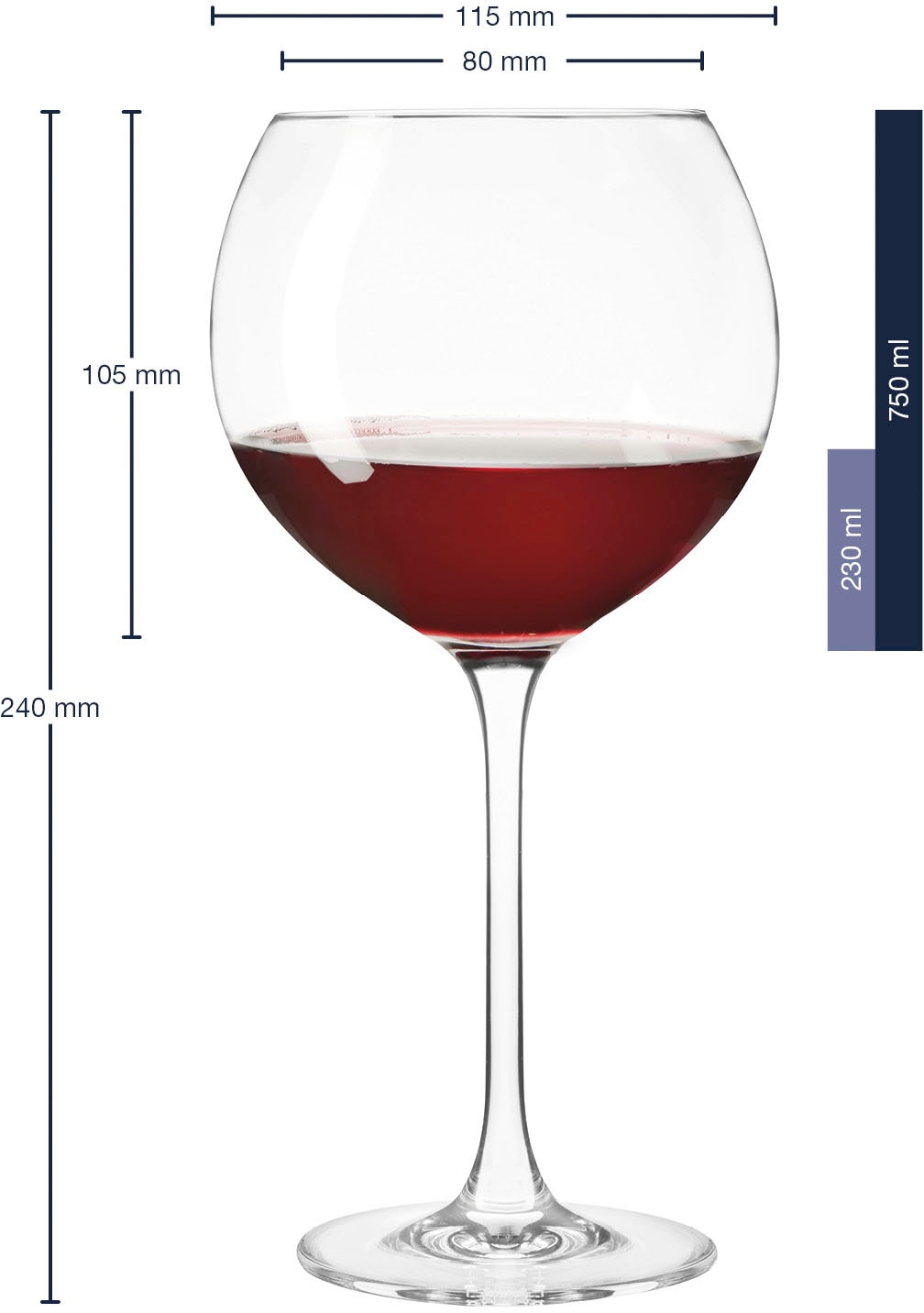 LEONARDO Weinglas »CHEERS«, (Set, 6 tlg.), (Burgunder) 750 ml, 6-teilig
