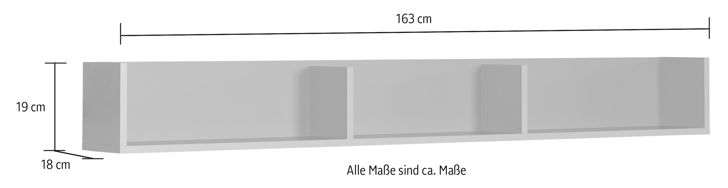 andas Wandboard »Mikkeline«, (1 St.), zweifarbiges Regal, 3 Fächer für Wandbefestigung (Breite 163 cm)