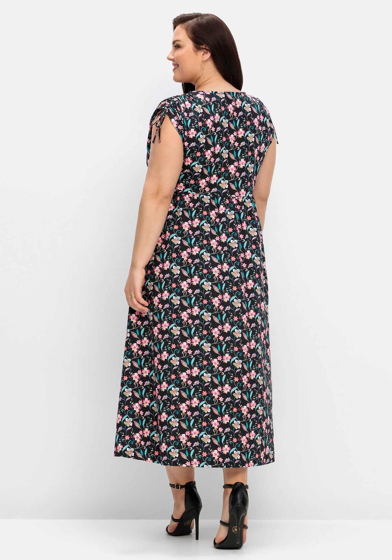 Sheego Maxikleid »Jerseykleid mit Blumenprint und weitem Rock«