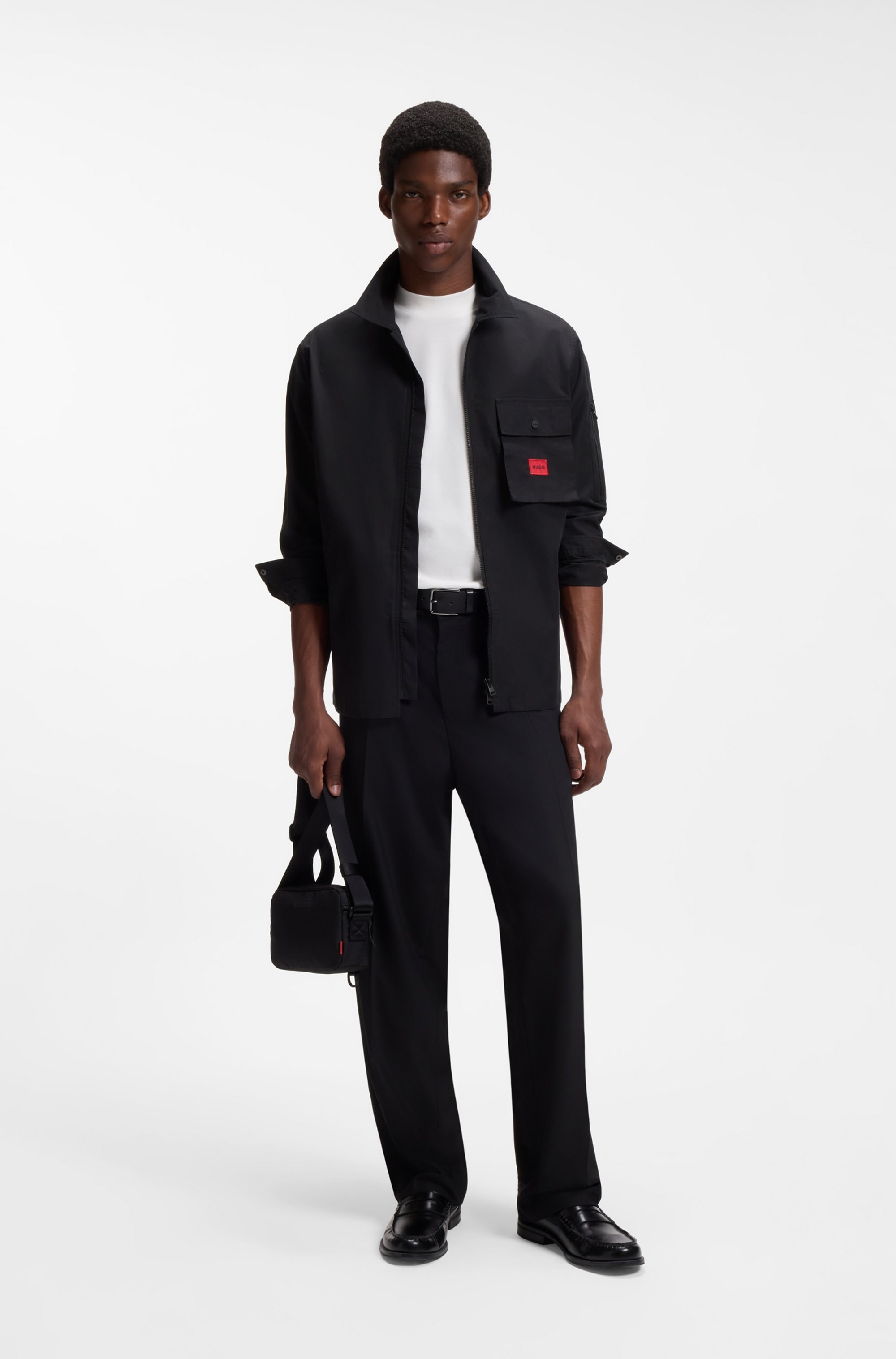 HUGO Langarmhemd »Emmond« Oversize Fit, 2-Wege-Zipper, Baumwoll-Mix