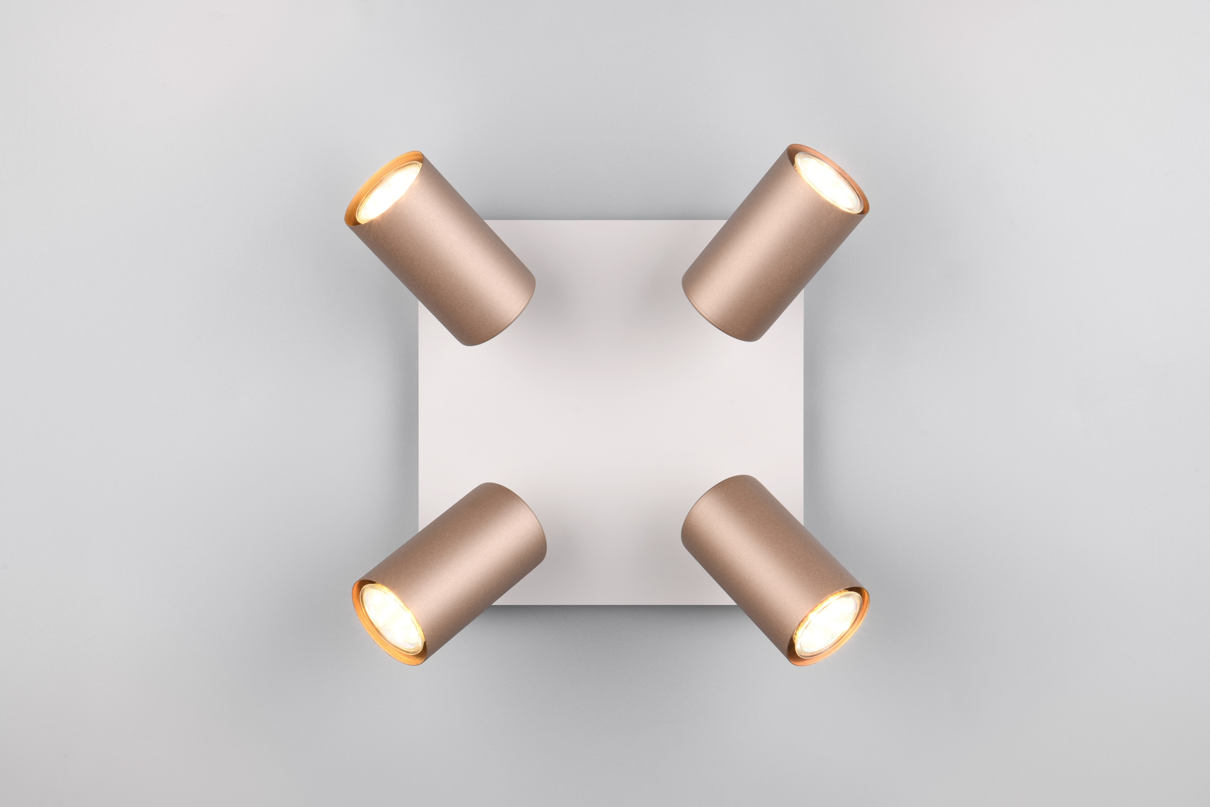 TRIO Leuchten Deckenstrahler »MARLEY, GU10 Deckenspot 1-flammig, exkl 4x GU10 max 35W, Wandspot« GU10 1 Stk. warmweiß - kaltweiß flexibel verstellbarer GU10 Deckenspot in coffee + warm grey, 24x24 cm