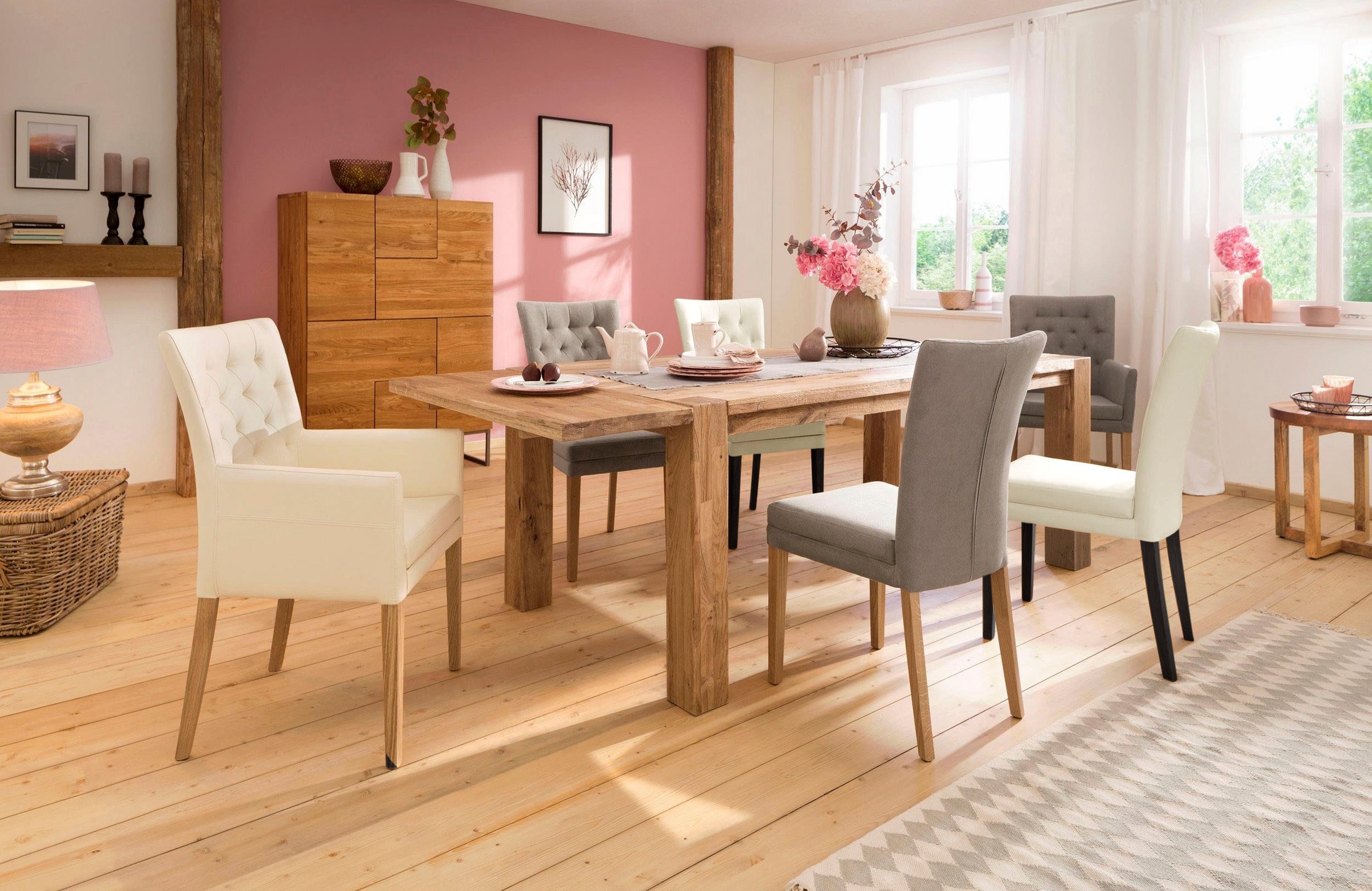 Home affaire 4-Fußstuhl »Colorado«, (Set), 6 St., Kunstleder, Beine aus Buche, wengefarben lackiert, Im 2er, 4er oder 6er-Set