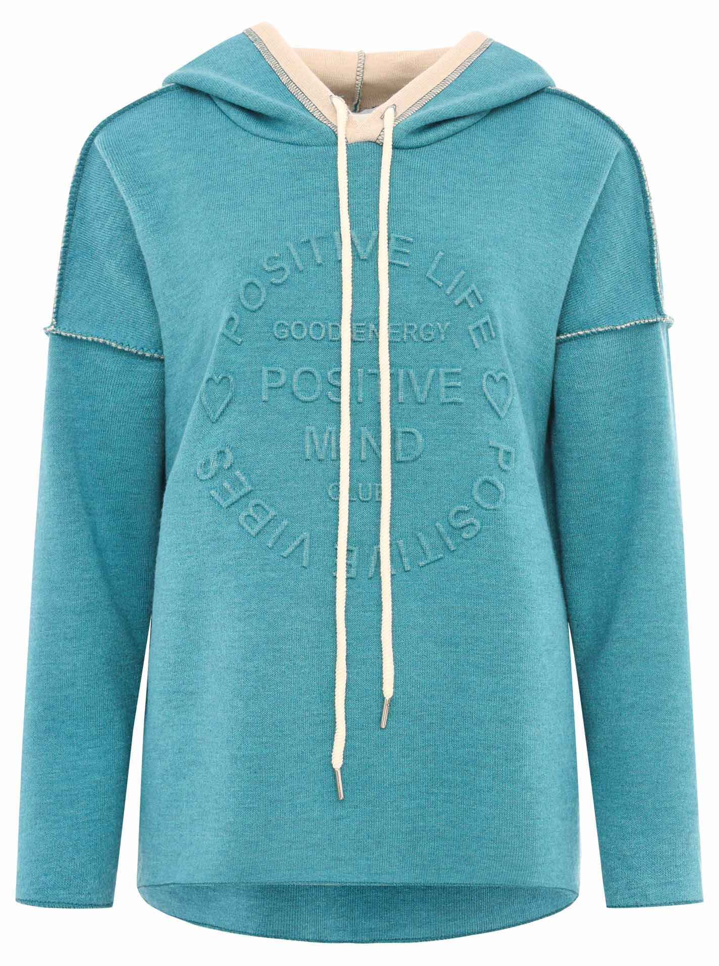 Zwillingsherz Hoodie »"Positive Mind"«, Kapuze, 3/4 Arm, tonaler Schriftzug vorn, Kordelzug