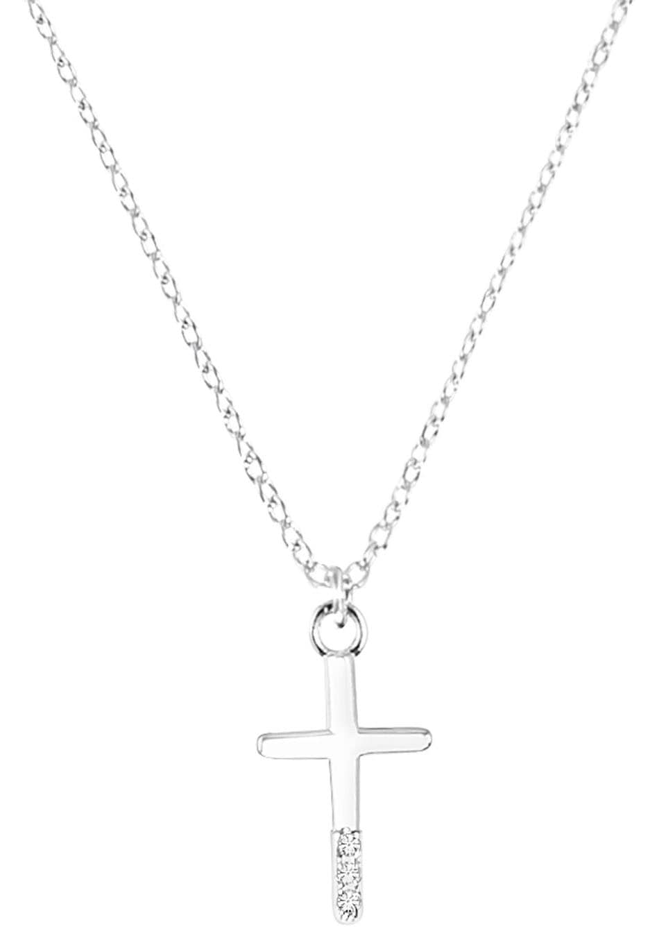 Kette mit Anhänger »Halskette Kreuz, 2035514«, mit Zirkonia (synth.)