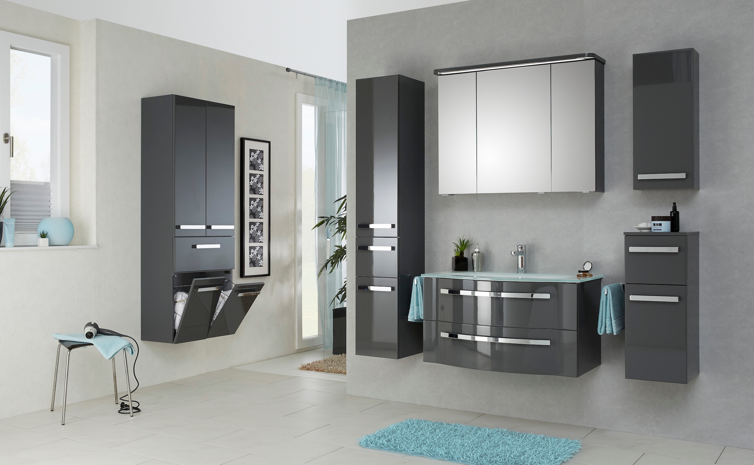 Saphir Hochschrank »Serie 4005 Badschrank 60 cm breit, mit 2 Türen und 1 Schublade«, 2 Glas-Einlegeböden, Badezimmer-Hochschrank inkl. Türdämpfer