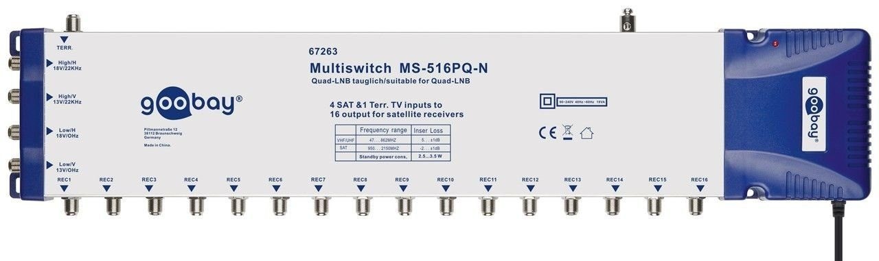 SAT Multischalter »5 Eingänge / 16 Ausgänge«