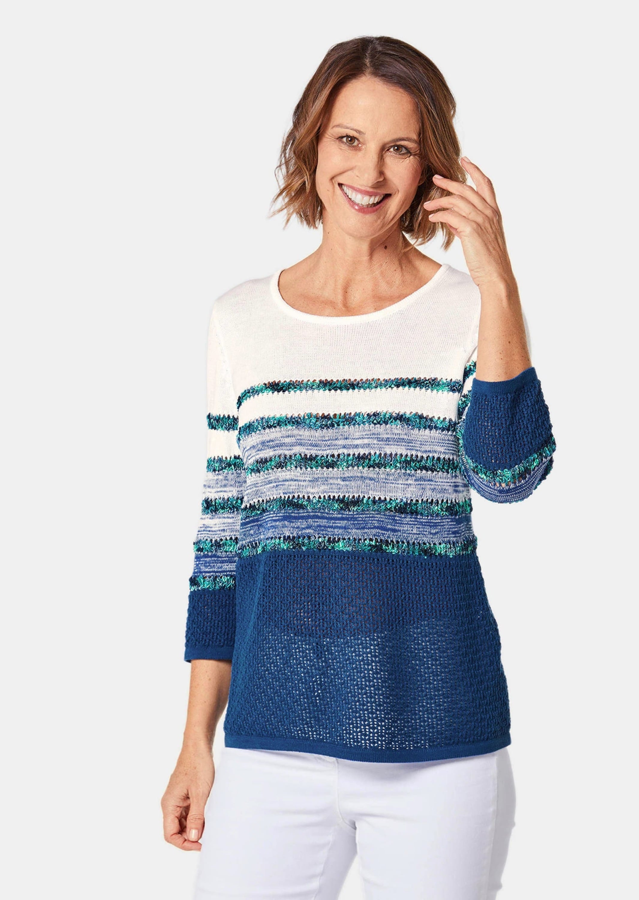 GOLDNER Rundhalspullover »Leichter Pullover mit tollem Ringelmuster«
