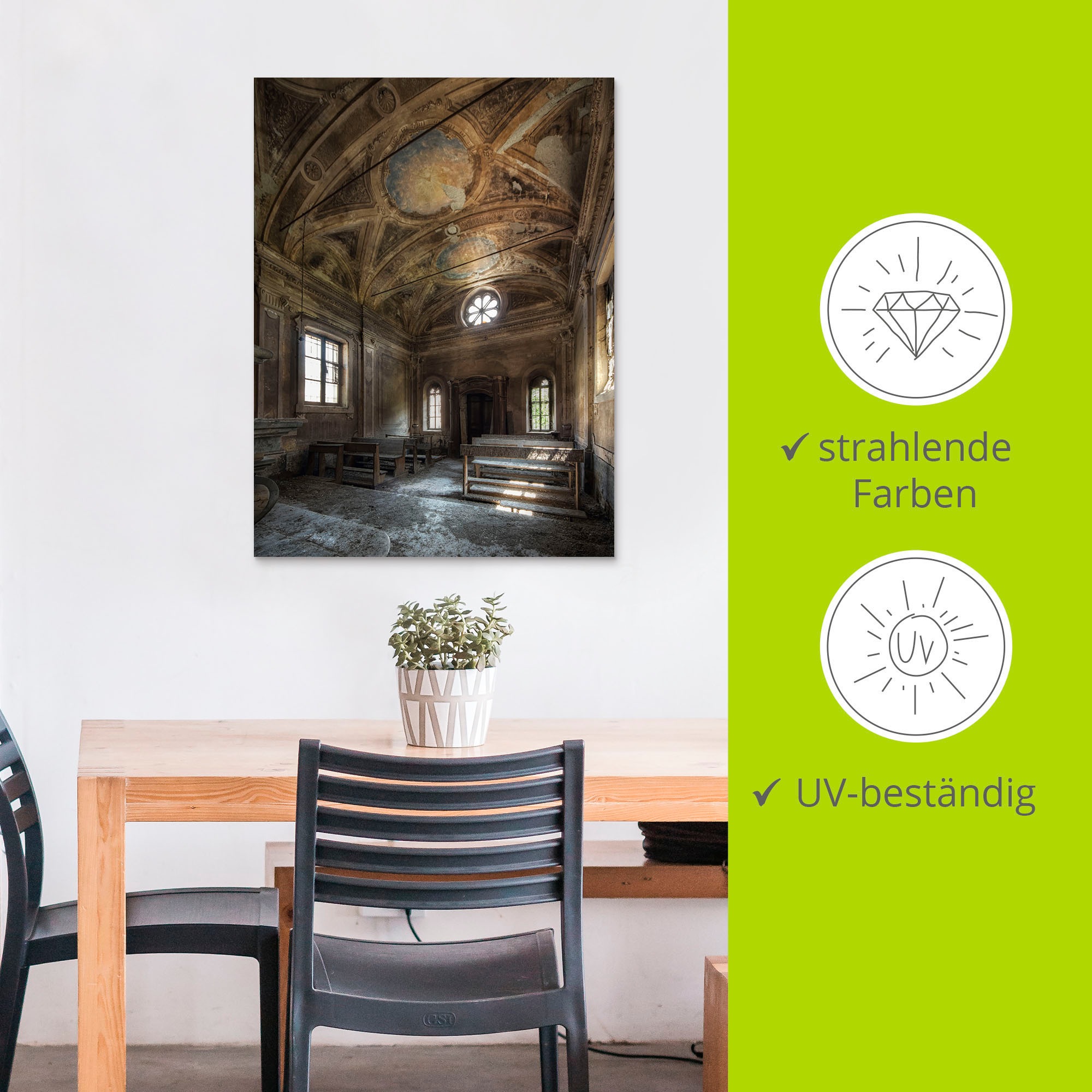 Artland Wandbild »Lost Place Alte Kirche Architektur« Gebäude 1 Stk. tlg. als Alubild, Leinwandbild in verschied. Größen