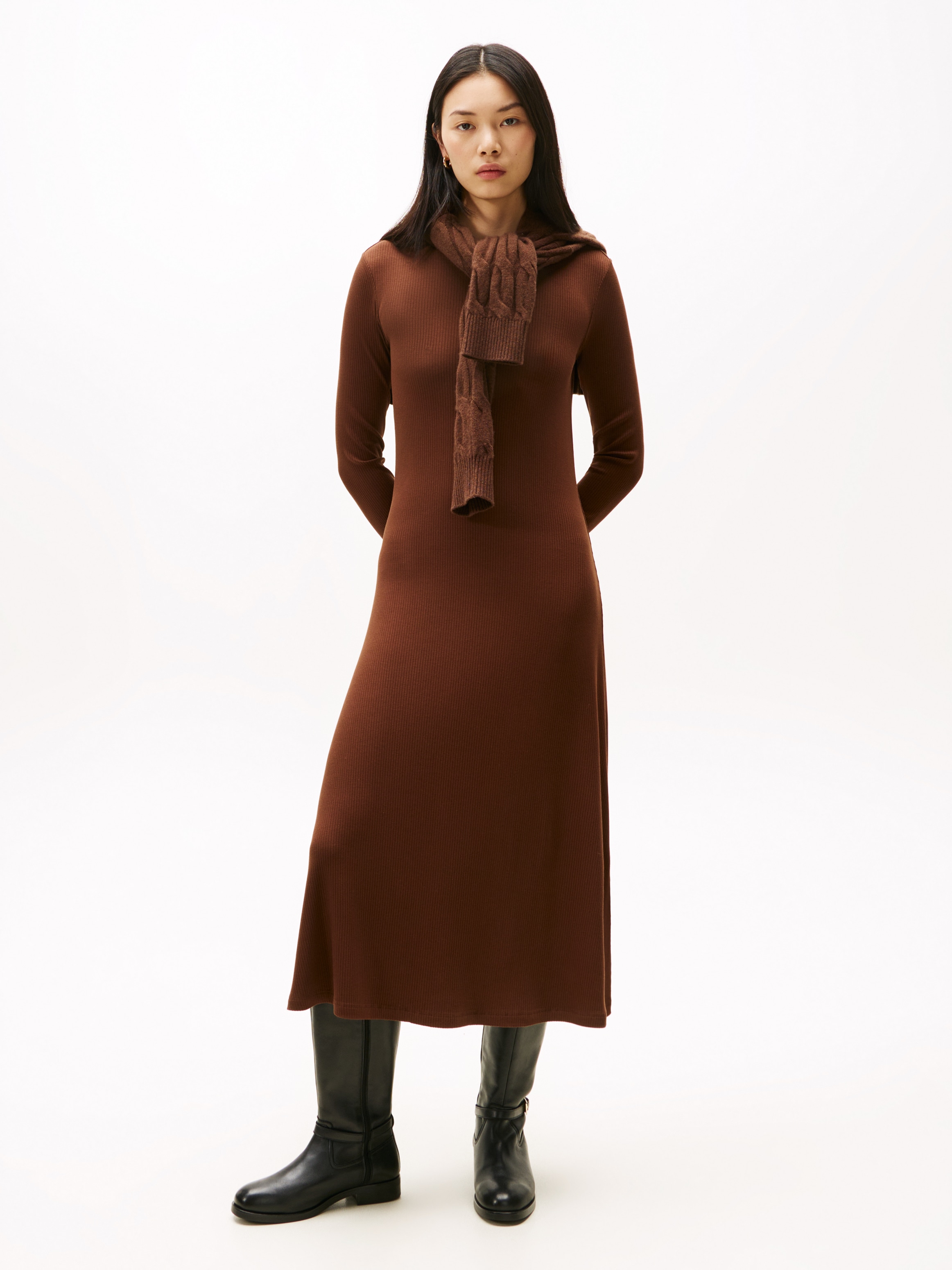 Tommy Hilfiger Stiefel »TH BUCKLE RIDING LTHR LONG BOOT«  , Blockabsatz, Langschaftstiefel, Businessstiefel mit Zierschnalle