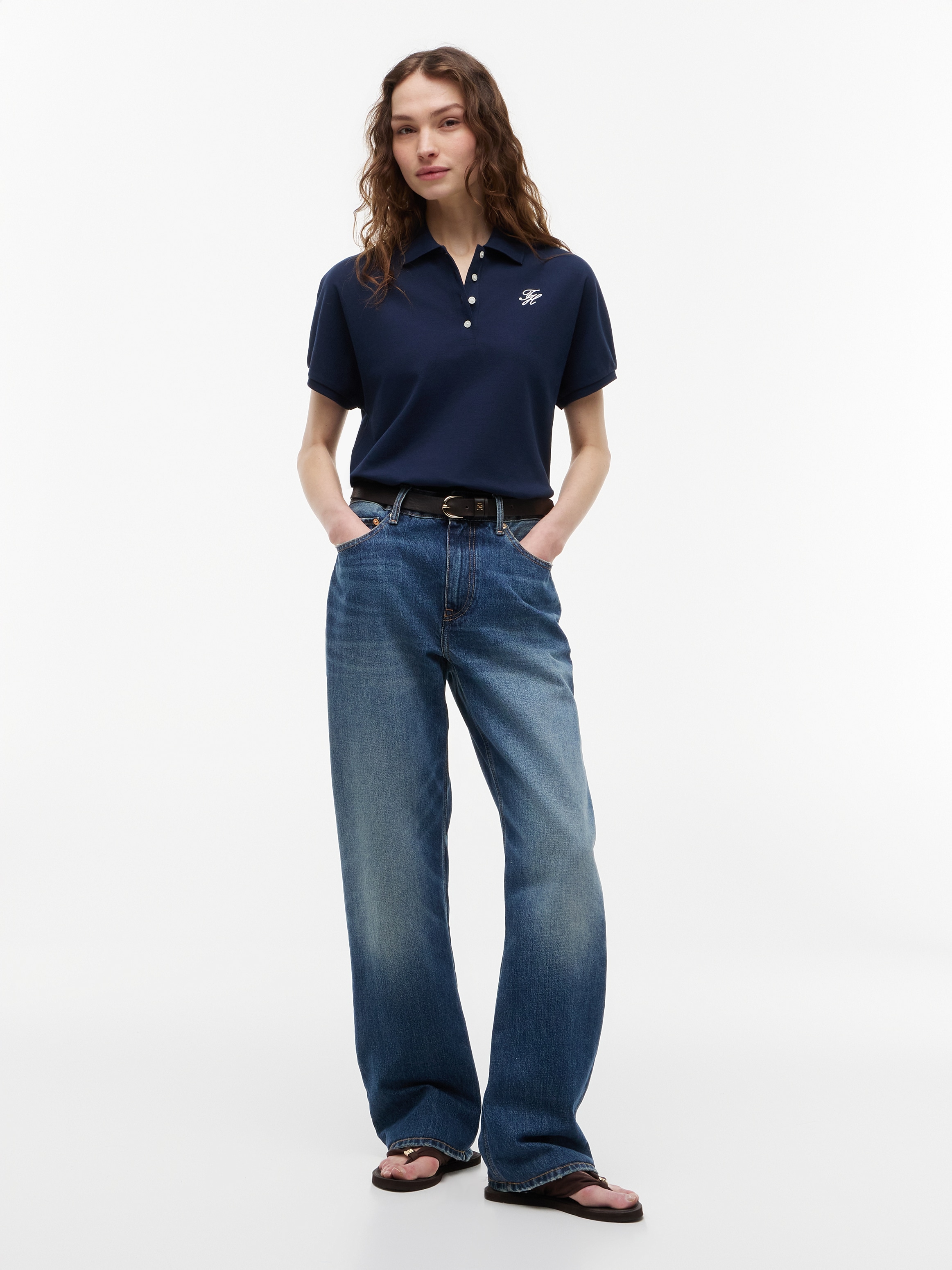 Tommy Hilfiger Poloshirt »TH SCRIPT MODERN SS POLO« Baumwollmischung, Polokragen, kurze Knopfleiste