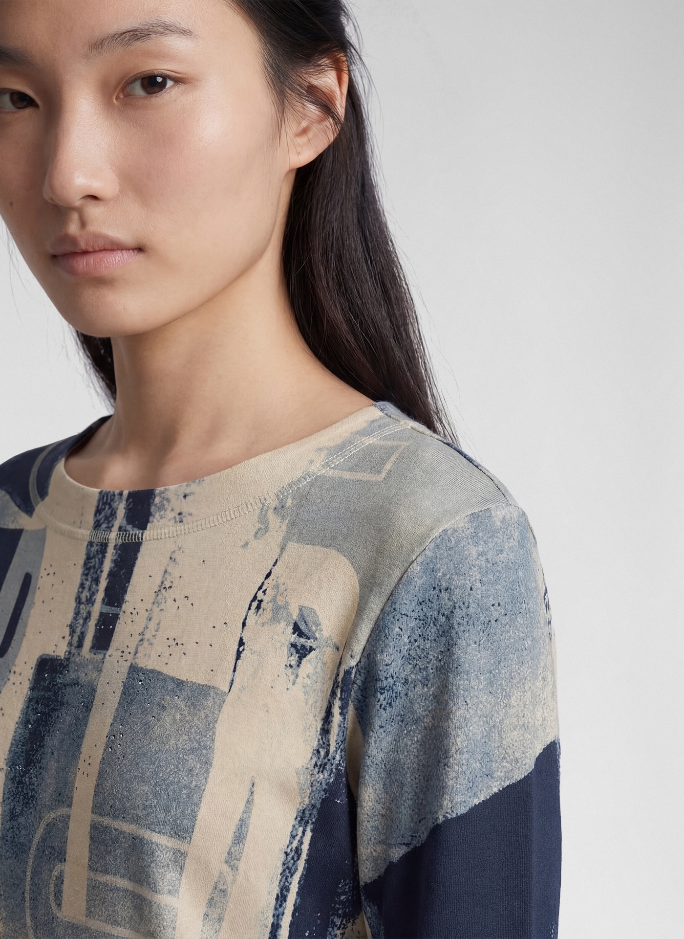 Rabe 3/4-Arm-Shirt mit grafischem Muster und Glitzer-Details