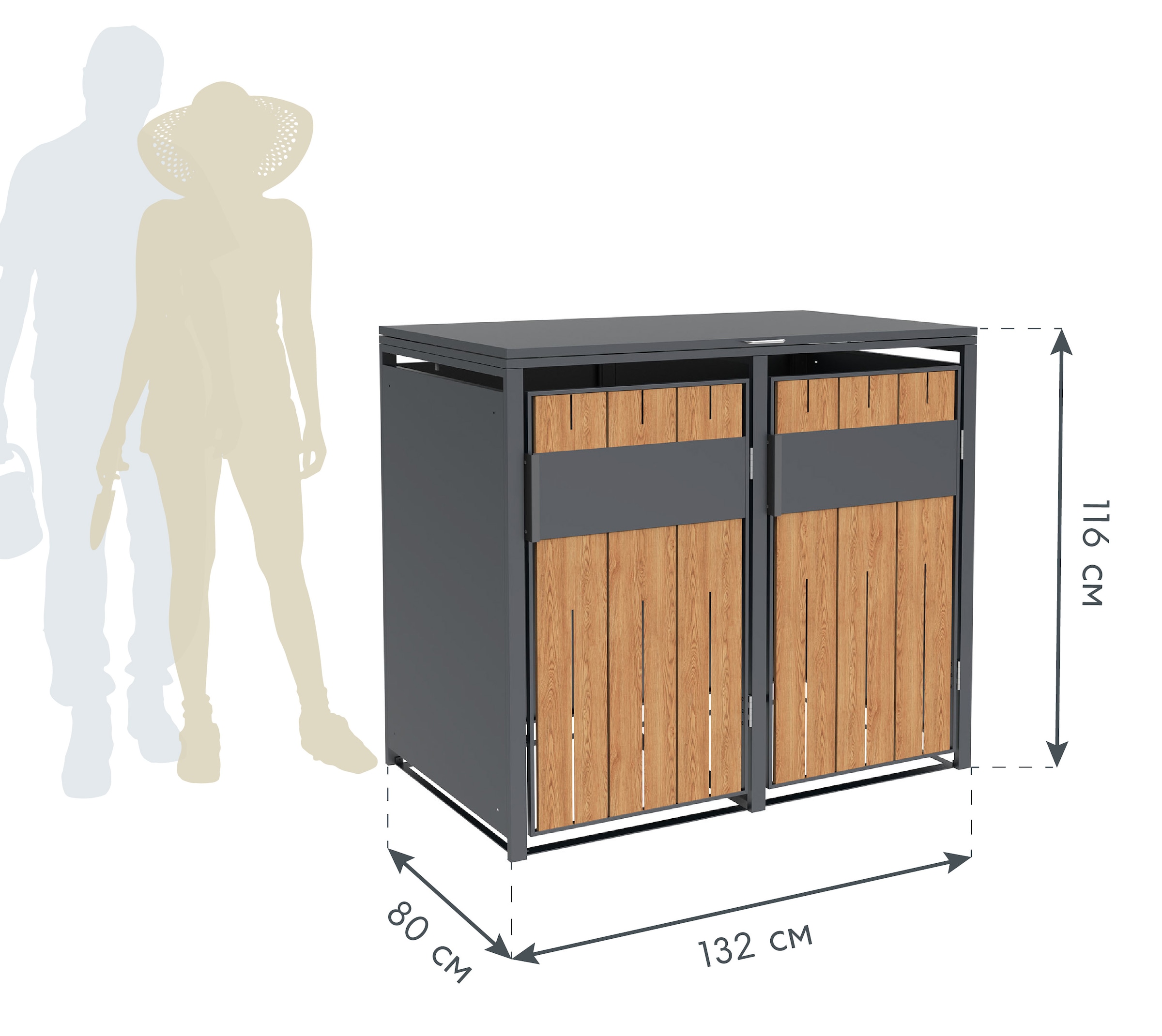WESTMANN Mülltonnenbox »Varius 2« BxTxH: 132x80x116 cm, für 2x240 L Mülltonnen