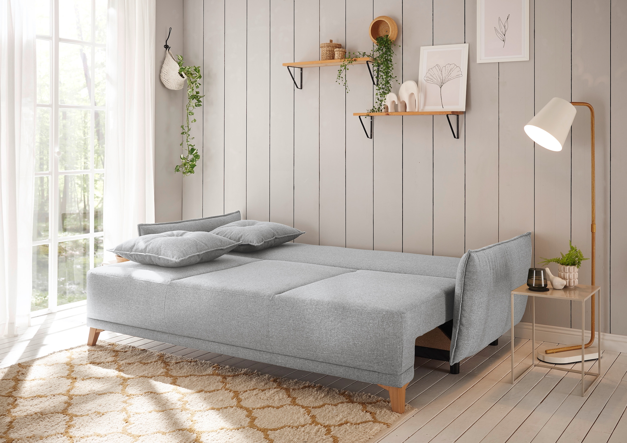 ED EXCITING DESIGN Schlafsofa »Pamplona«, mit Bettkasten & Zierkissen