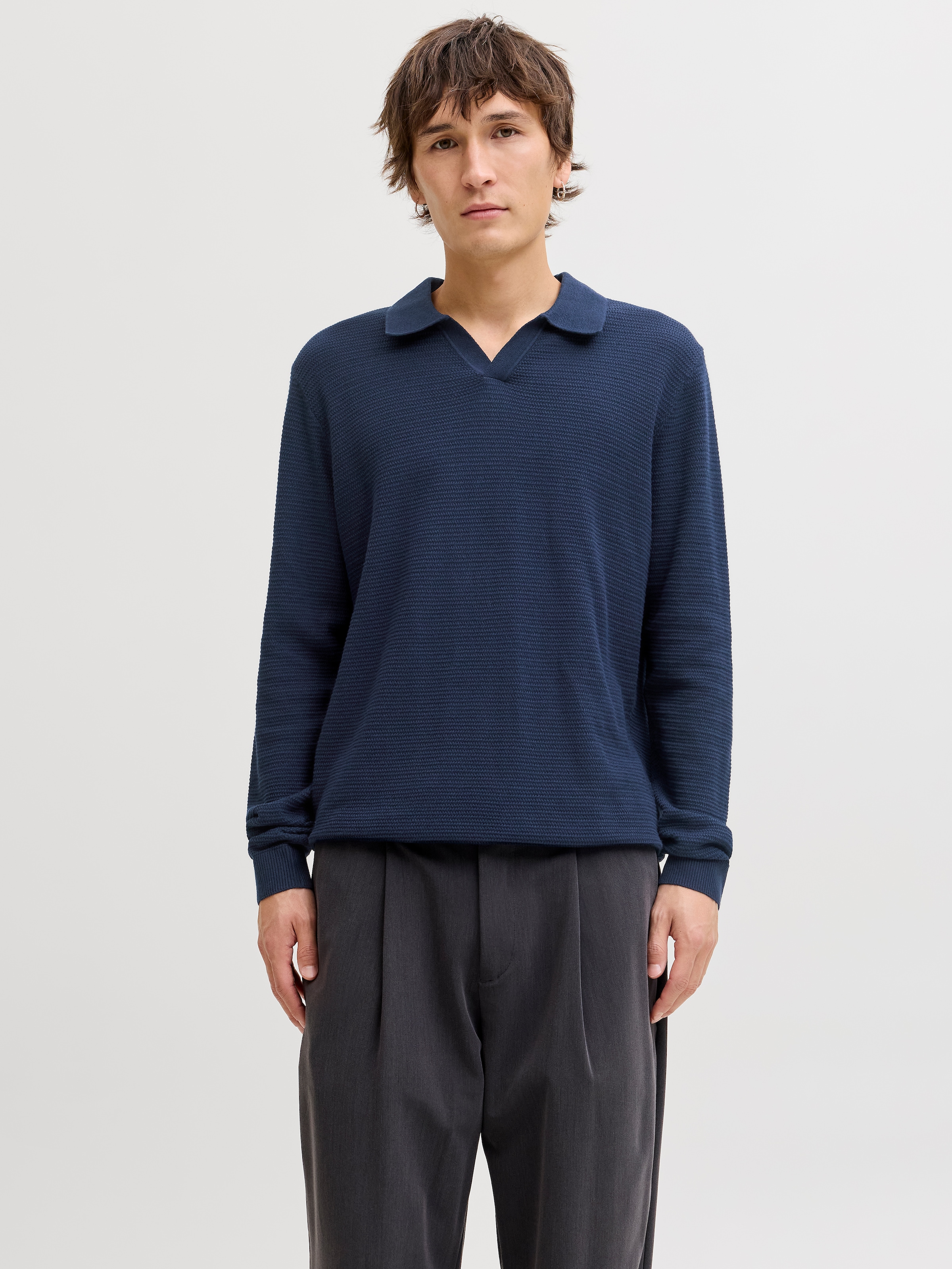 Jack & Jones Polokragenpullover »JPRBLURILEY KNIT SPLIT NECK LS SN«