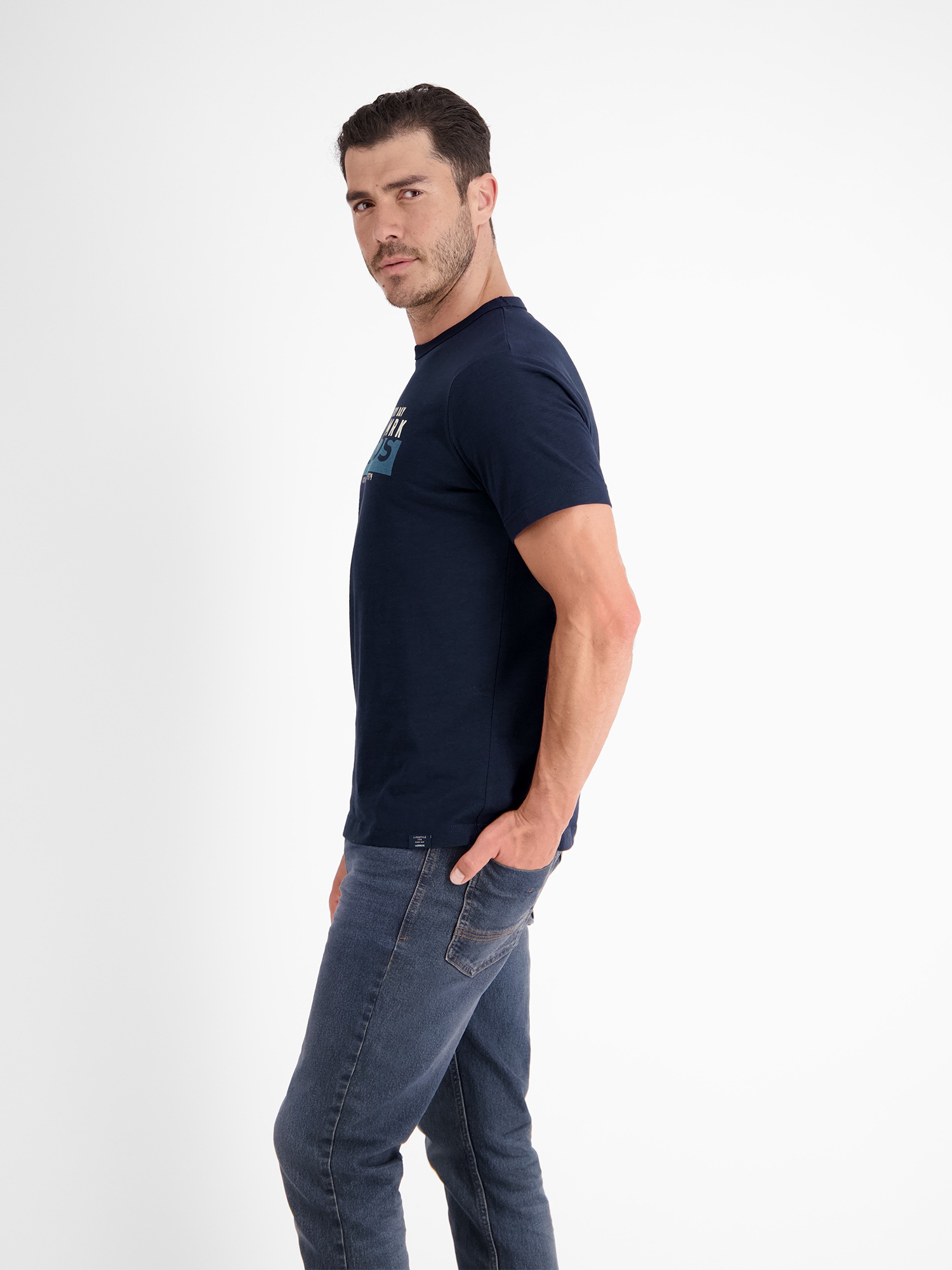 LERROS T-Shirt »LERROS Unifarbenes T-Shirt mit Print«
