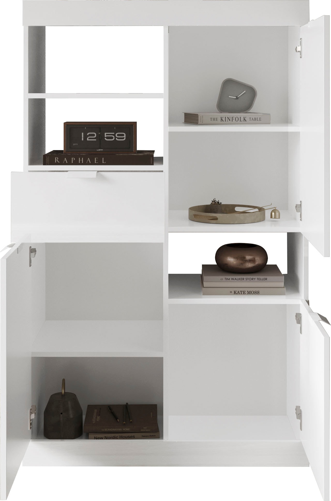 INOSIGN Highboard »Slim«, Breite 91 cm, weiß Hochglanz Lack