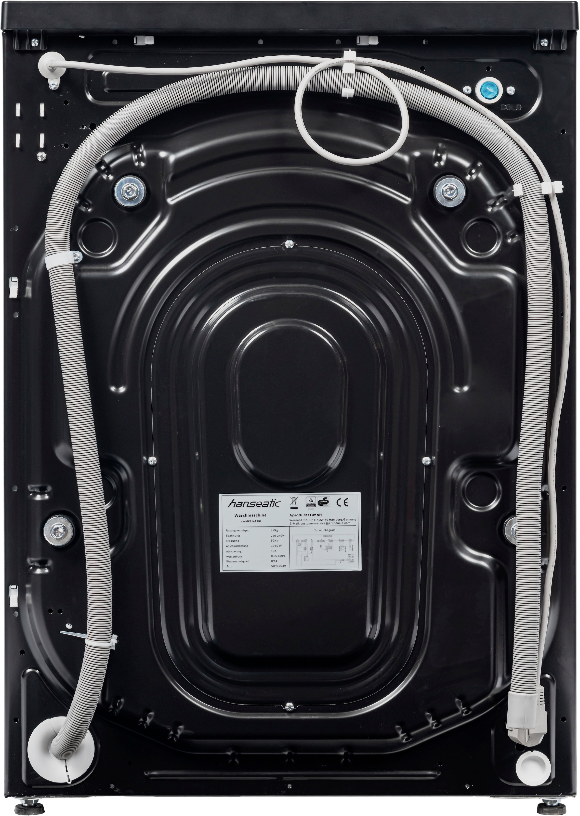Hanseatic Waschmaschine »HWMK814A1BI«, 8 kg, 1400 U/min, Überlaufschutzsystem