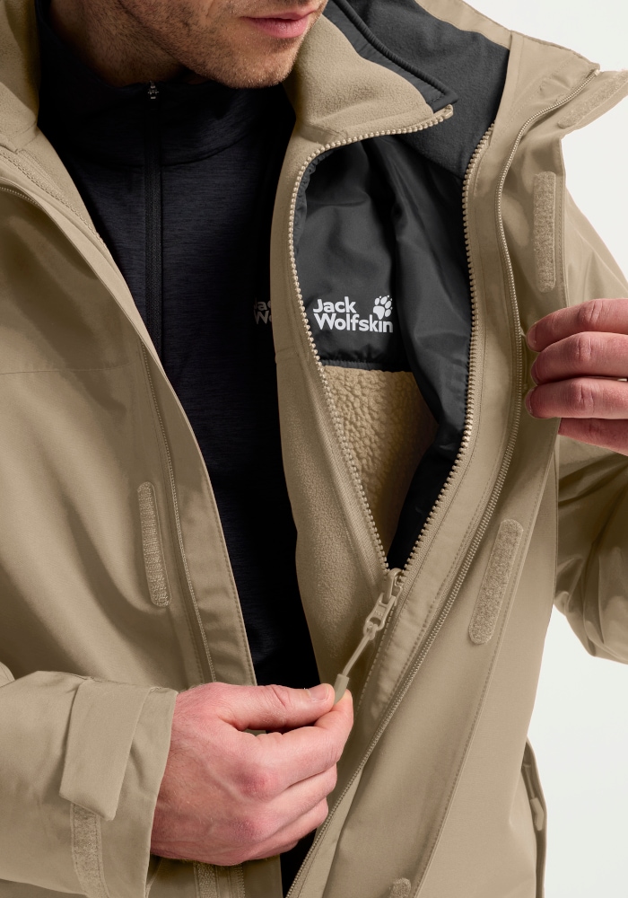 Jack Wolfskin 3-in-1-Funktionsjacke »STONELITE 3IN1 JKT M« mit Kapuze mit Kapuze, wasserdicht, winddicht, atmungsaktiv, wärmende Ausführung