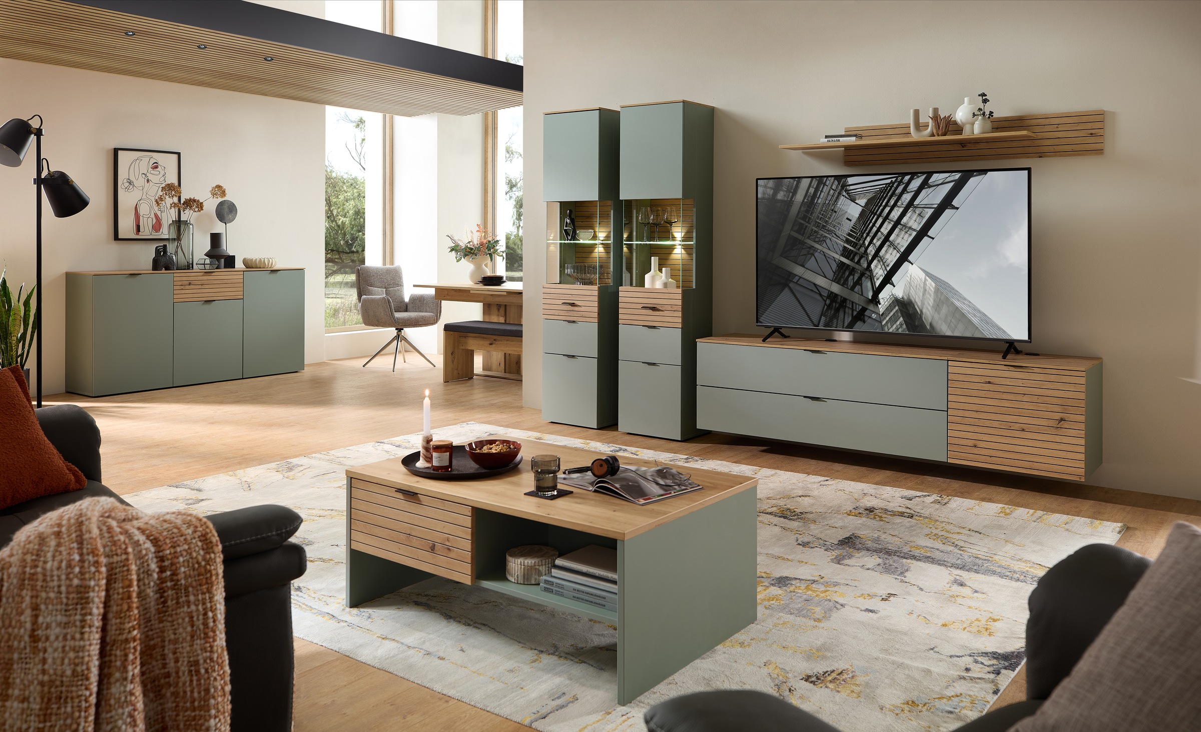 Innostyle Vitrine »INA Vitrine, 45 x 200 x 36 cm (B/H/T)« 1 Stk. tlg. L/R verwendbar, inkl. Beleuchtung, Softclose