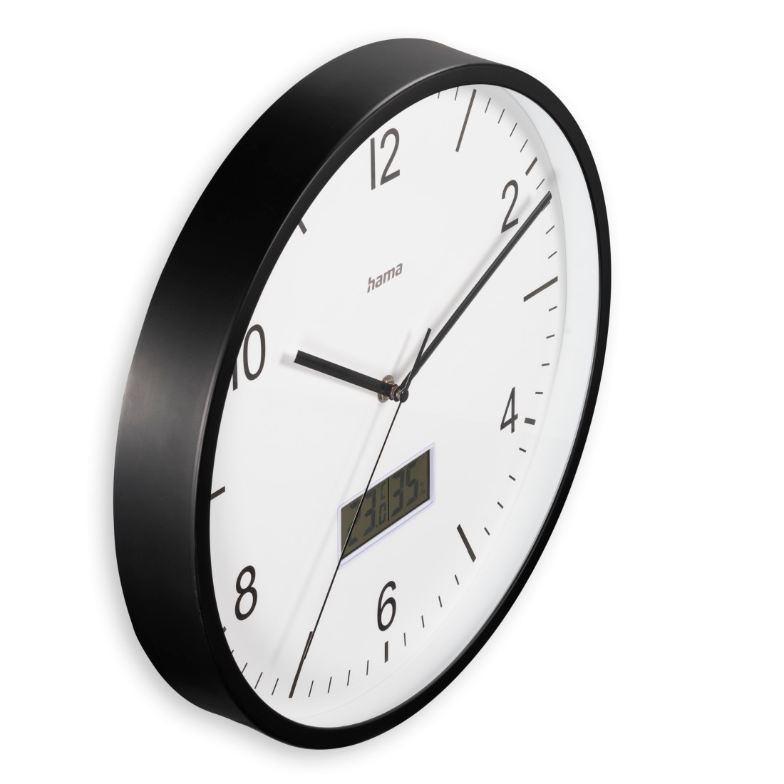 Hama Funkwanduhr »Funkuhr "Lanzarote", ohne Ticken, Ø 35cm, Schwarz« mit Thermo- und Hygrometer, geräuscharm