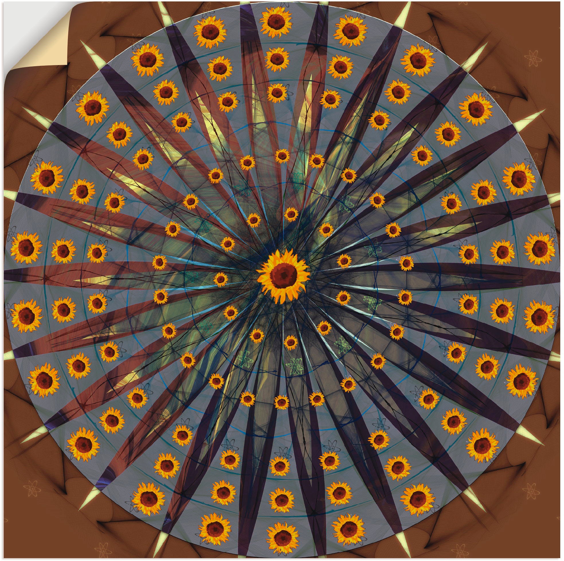 Artland Wandbild »Mandala - Sonnenblume«, Muster, (1 St.), in vielen Größen & Produktarten - Alubild / Outdoorbild für den Außenbereich, Leinwandbild, Poster, Wandaufkleber / Wandtattoo auch für Badezimmer geeignet