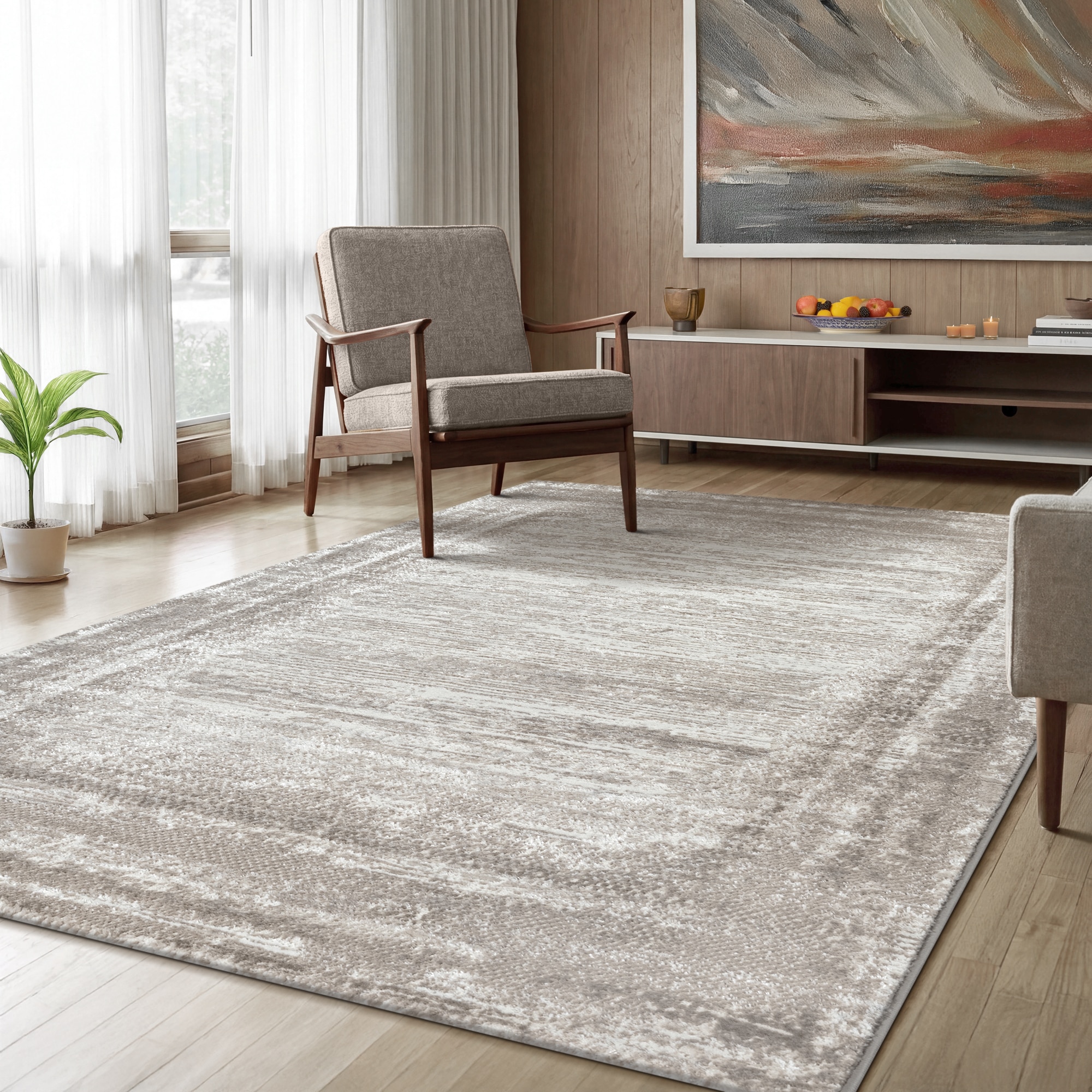 Sanat Teppich »Harmony 3215 , auch als Läufer« rechteckig 12 mm Höhe Wohnzimmer, Kurzflor, modern, Bordüre, Schlafzimmer