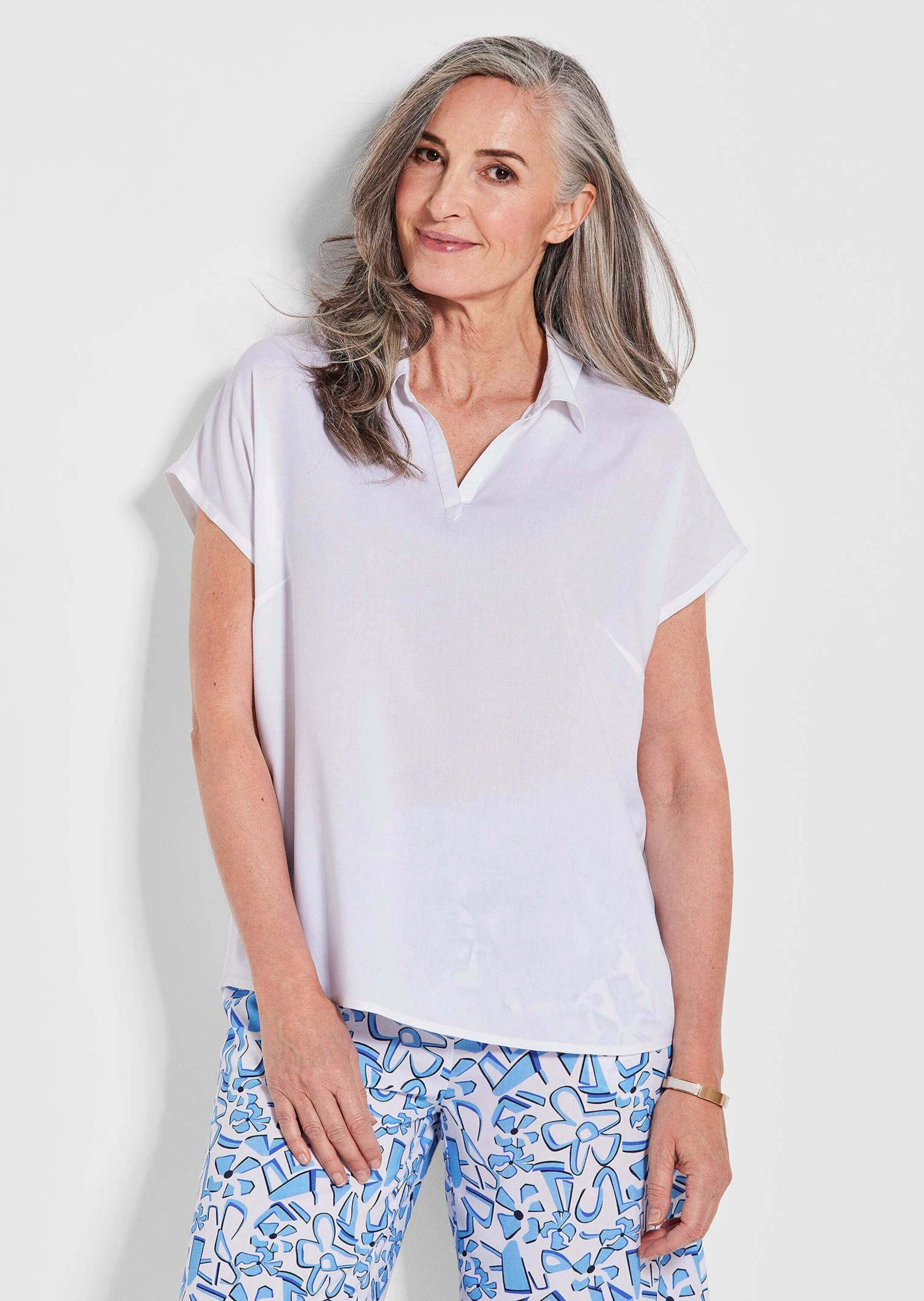 GOLDNER Klassische Bluse »Uni Bluse mit Hemdkragen«