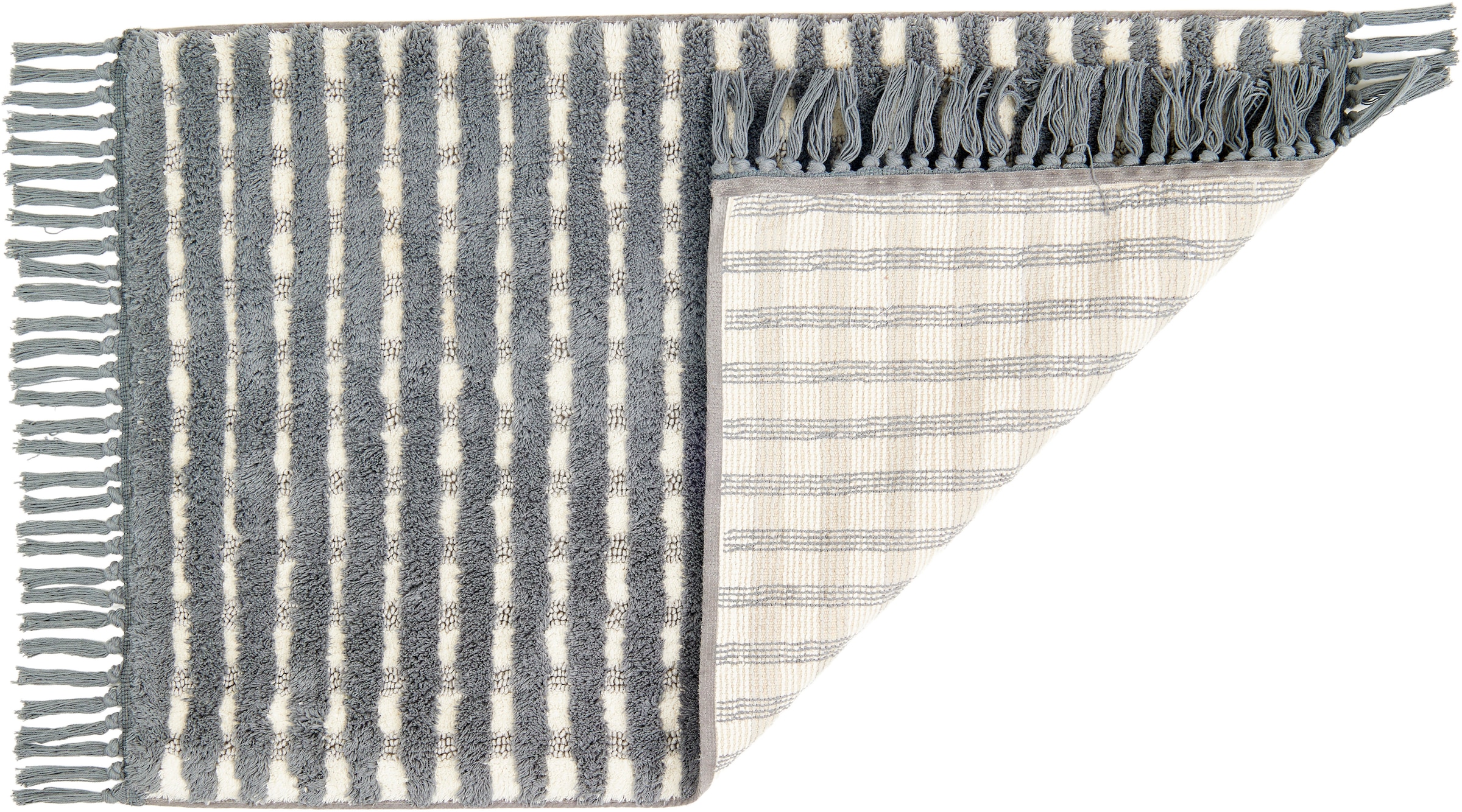 SCHÖNER WOHNEN-Kollektion Badematte »»Bahamas Gitter«« Höhe 20 mm rutschhemmend beschichtet fußbodenheizungsgeeignet waschbar, Baumwolle, Badvorleger mit Fransen, Badteppich