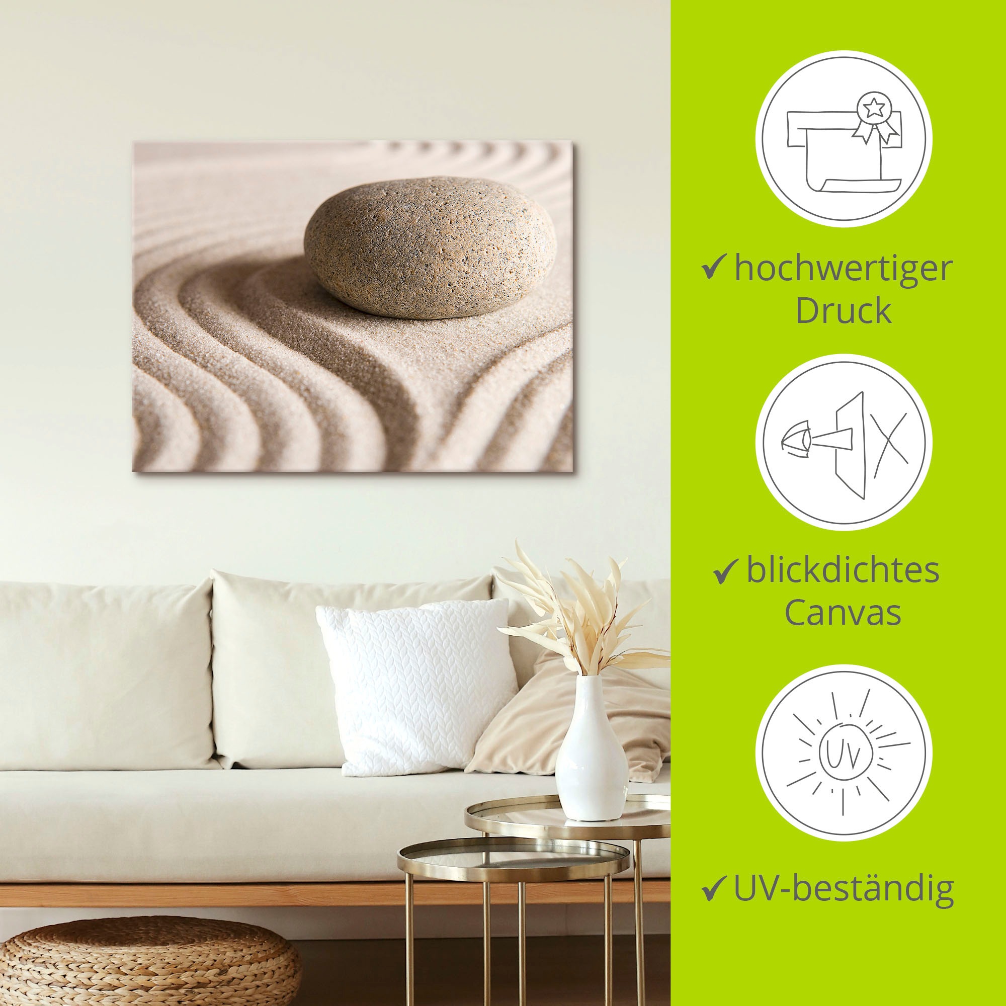 Artland Wandbild »Zen Stein«, Zen, (1 St.), als Leinwandbild, Poster in verschied. Größen