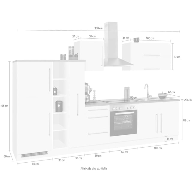 HELD MÖBEL Küchenzeile »Samos«, ohne E-Geräte, Breite 330 cm kaufen im OTTO  Online Shop