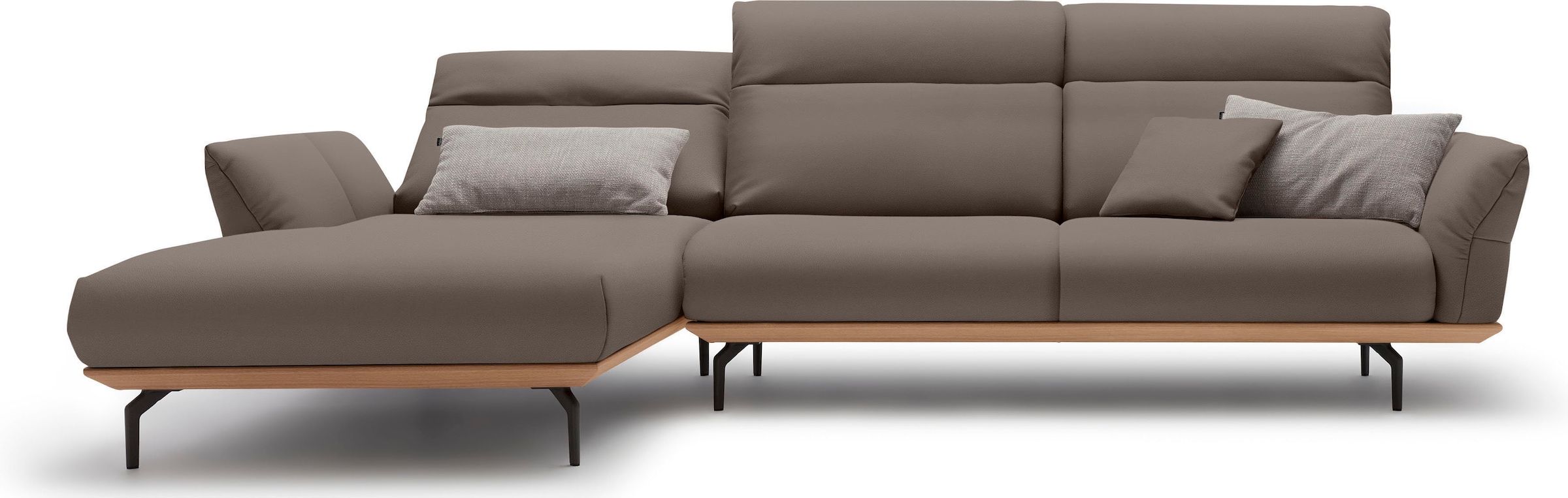 Creation BY ROLF BENZ Ecksofa »CR.460«, Sockel in Eiche, Winkelfüße in Umbragrau, Breite 318 cm