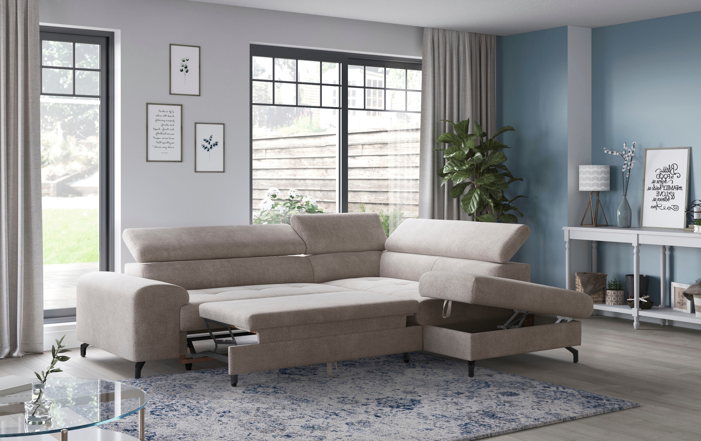 COTTA Ecksofa »Aura L-Form, B: 260 cm«, mit Bettfunktion, Bettkasten & Kopfteilverstellung