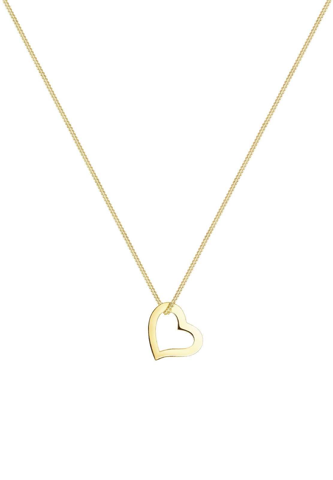 Elli Premium Kette mit Anhänger »Halskette Herz Liebe Filigran 375 Gelbgold«