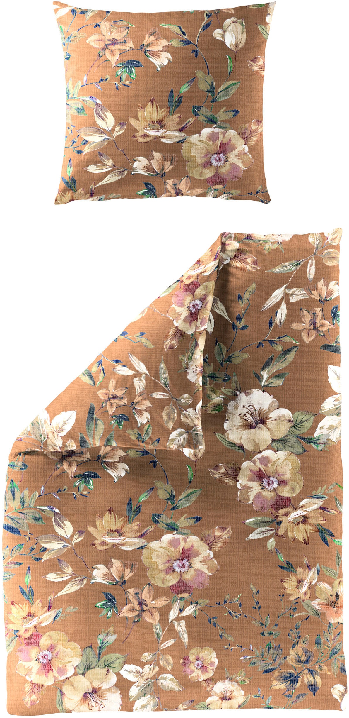 BIERBAUM Bettwäsche »5280«, Mako-Satin, 100 % Baumwolle, pflegeleicht, floral