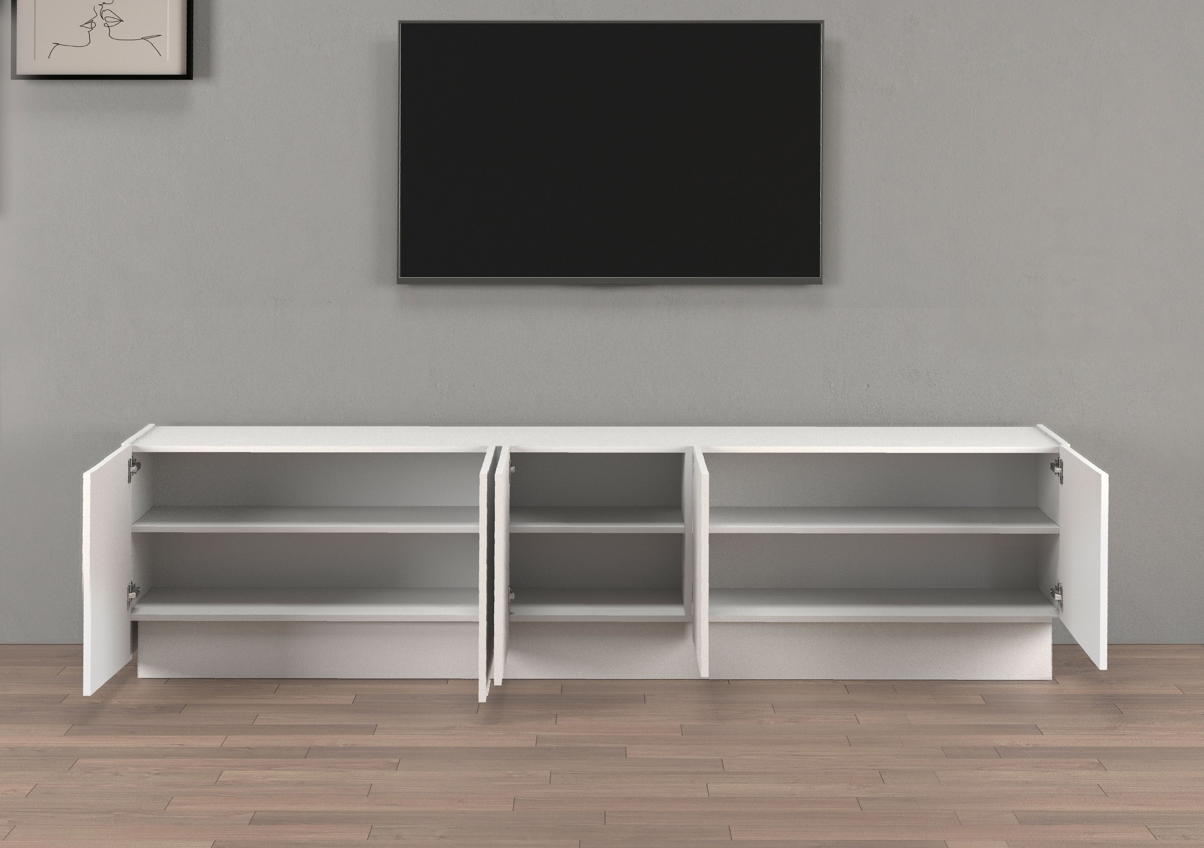 INOSIGN Lowboard »VELA, Höhe 60 cm, Breite 225 cm,Design mit schrägen Türen«, (1 St.), Made in Italy, Maße-B/T/H: 225x35x60, Lowboard, TV-Board, TV-Kommode